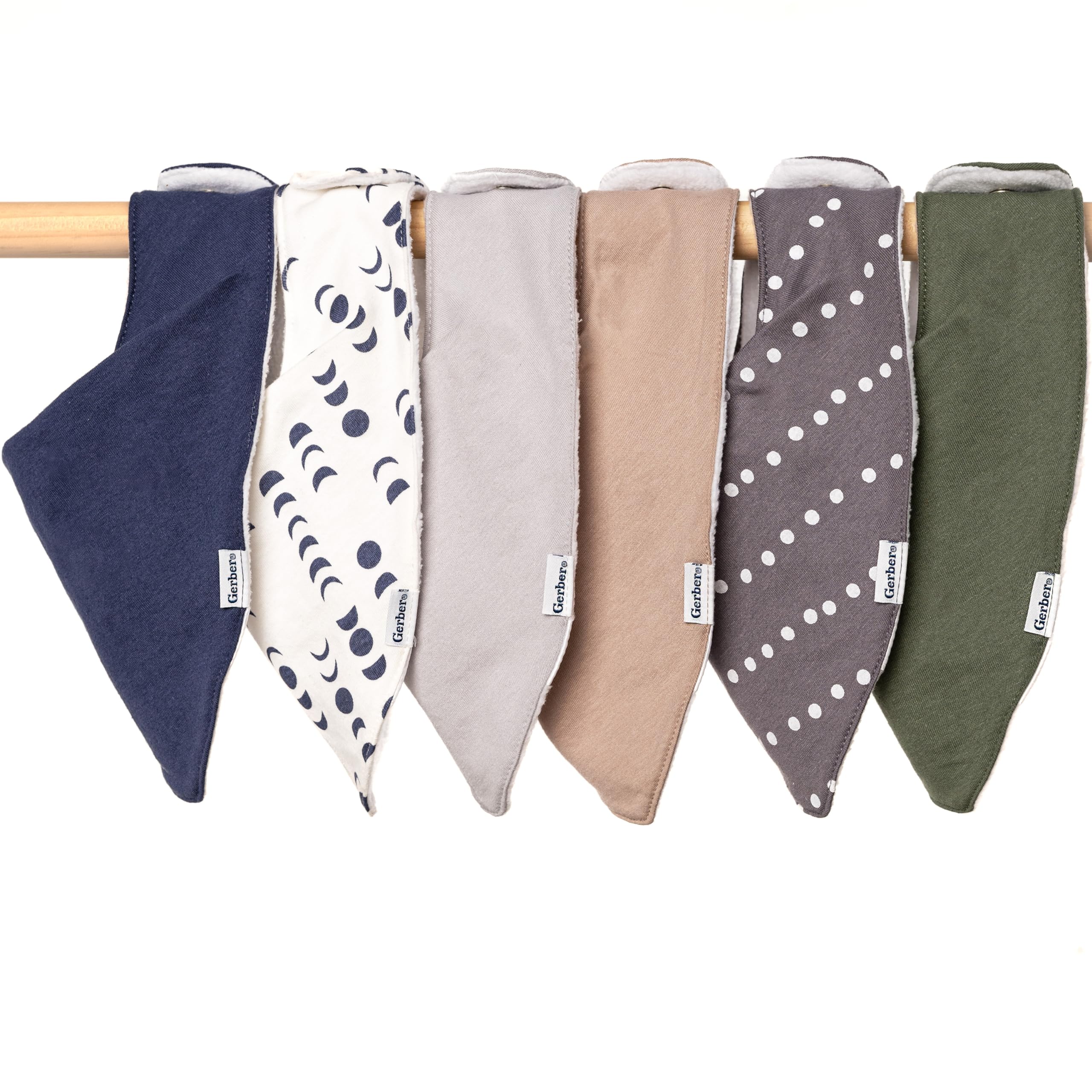 Baby Unisex Bandana Bibs 10-Pack, Multi Grey, One Size