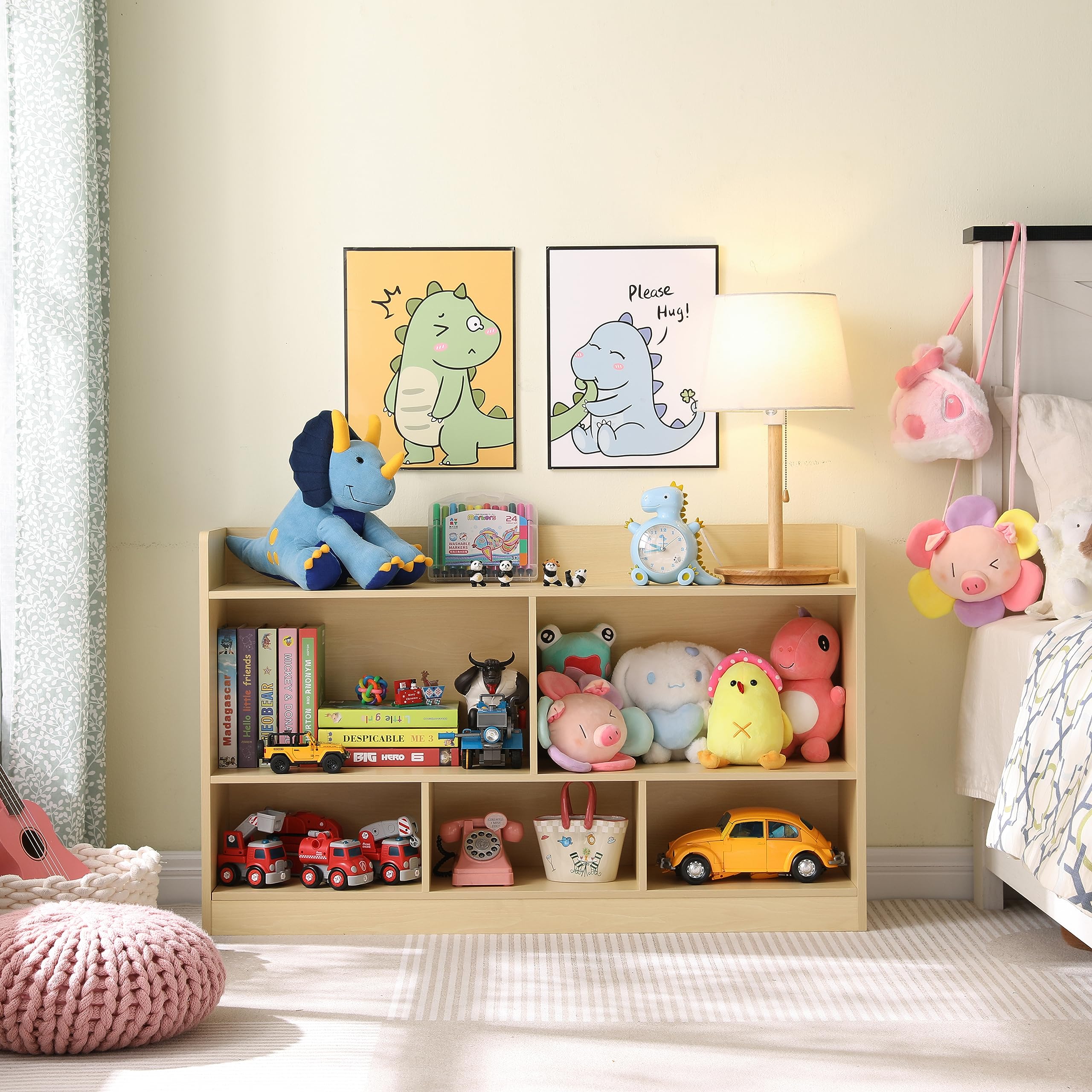 5-Section Toy Storage Organizer and Bookshelf for Kids