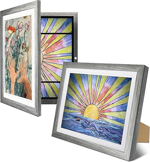 2-Pack Kids Artwork Frames Changeable 10x12.5 w Easels