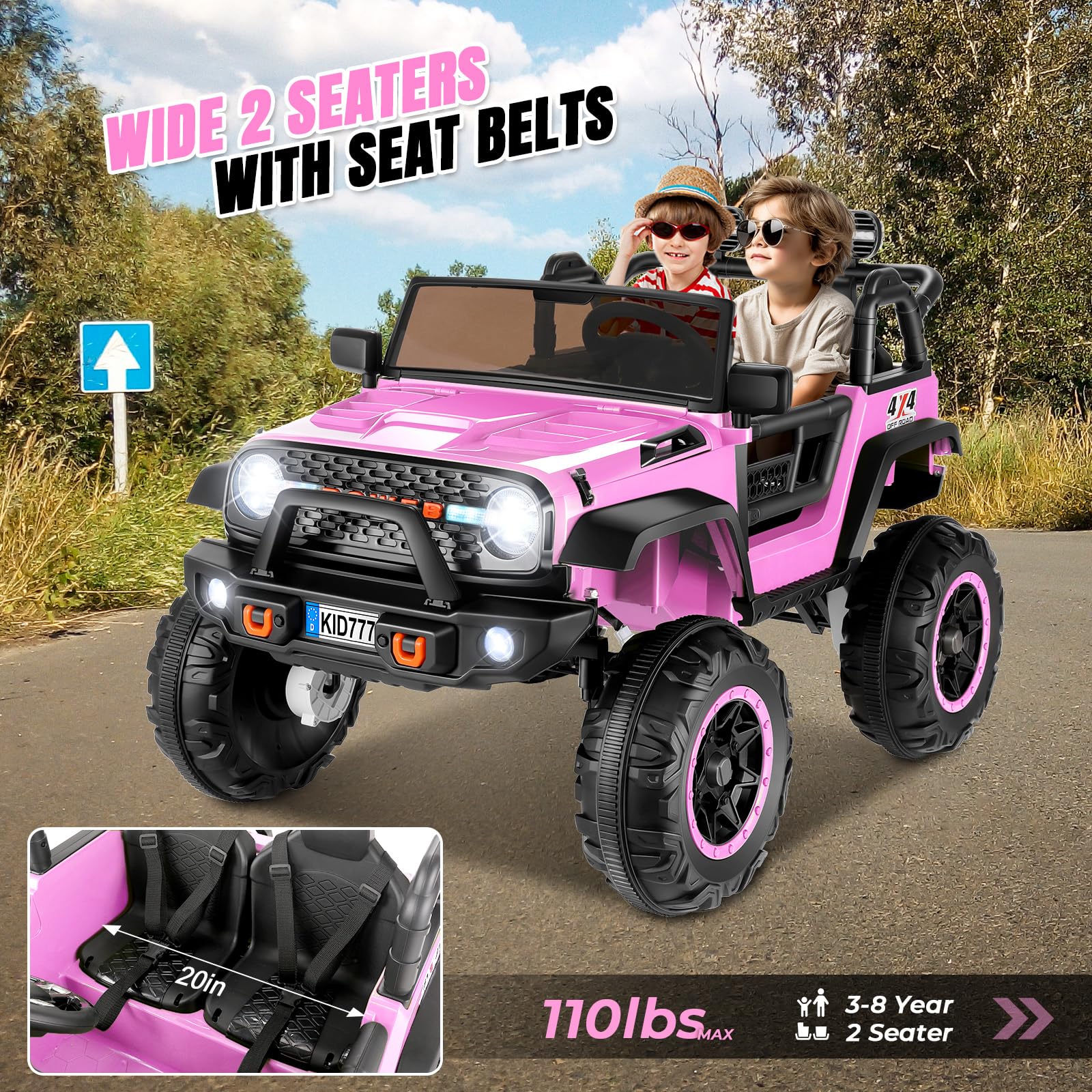 24V Kids Electric Ride-On Truck 2-Seater with Remote Control
