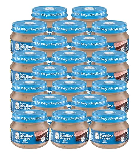 Gerber Mealtime for Baby 2nd Foods Baby Food Jar, Chicken & Gravy, Non-GMO Pureed Baby Food with Essential Nutrients, 2.5-Ounce Glass Jar (Pack of 20 Jars)