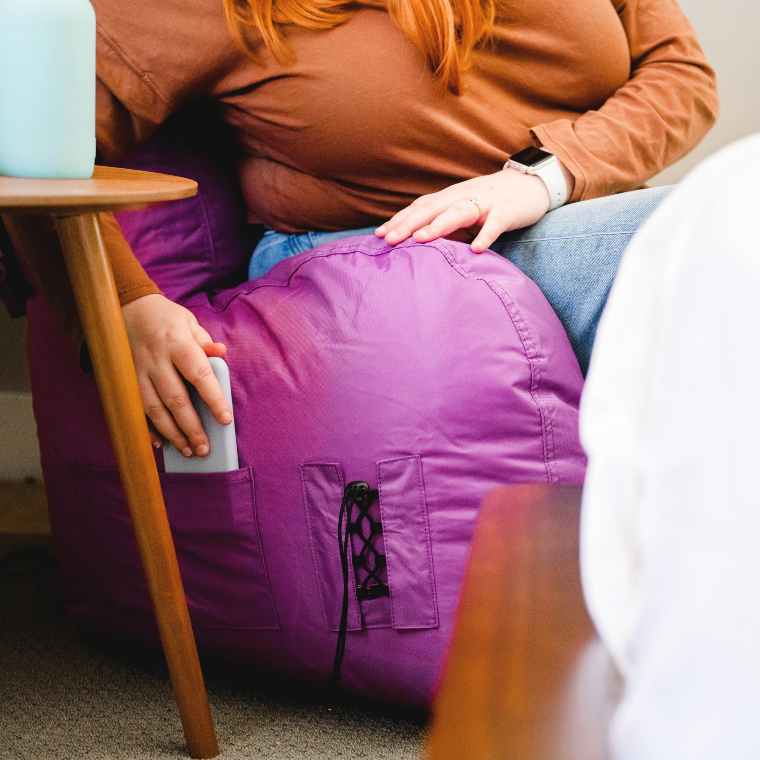 Dorm Bean Bag Chair with Drink Holder and Pocket