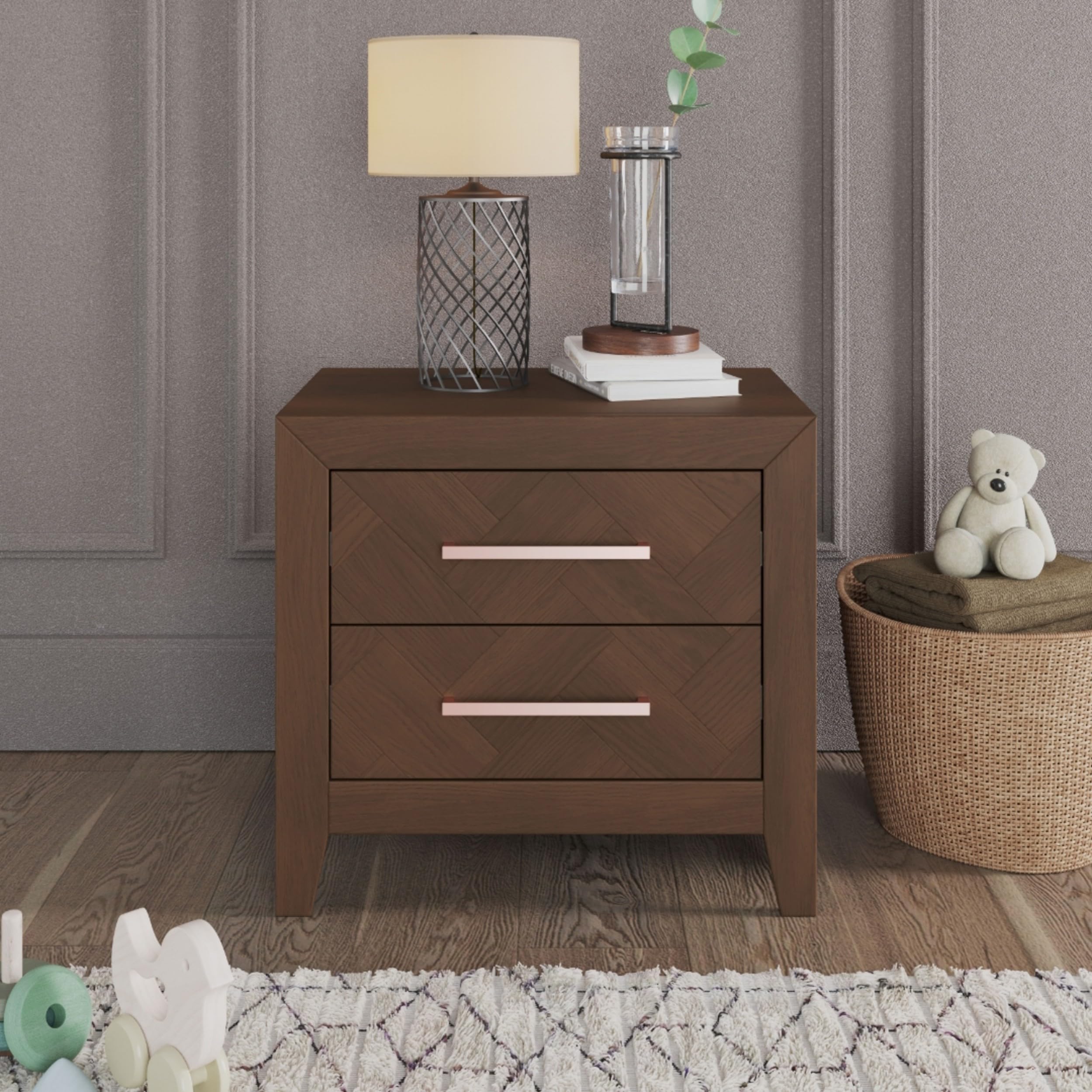 4-in-1 Convertible Crib Nursery Furniture Set with Dresser Chest and Nightstand