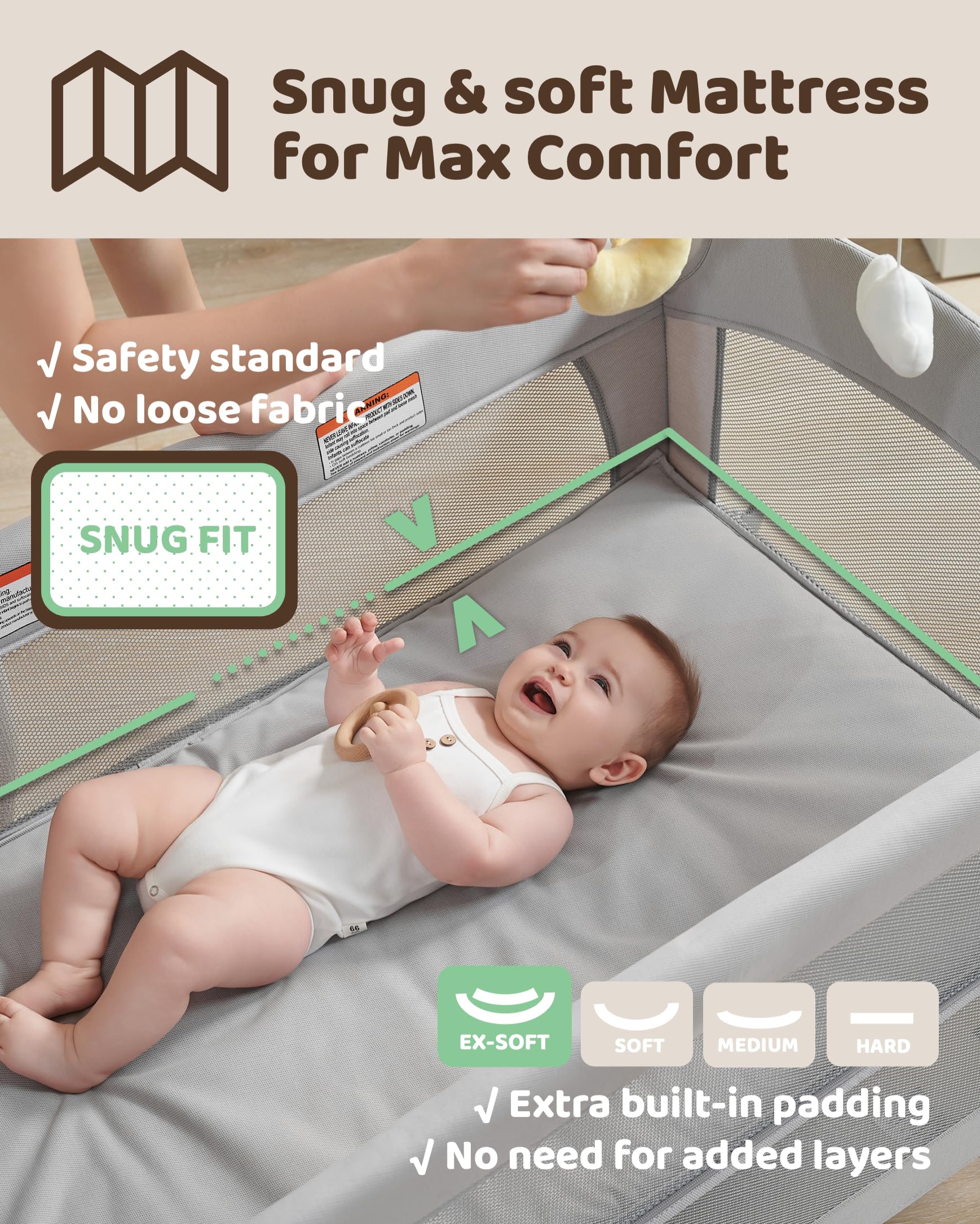 4-in-1 Baby Bassinet Bedside Sleeper with Changing Table