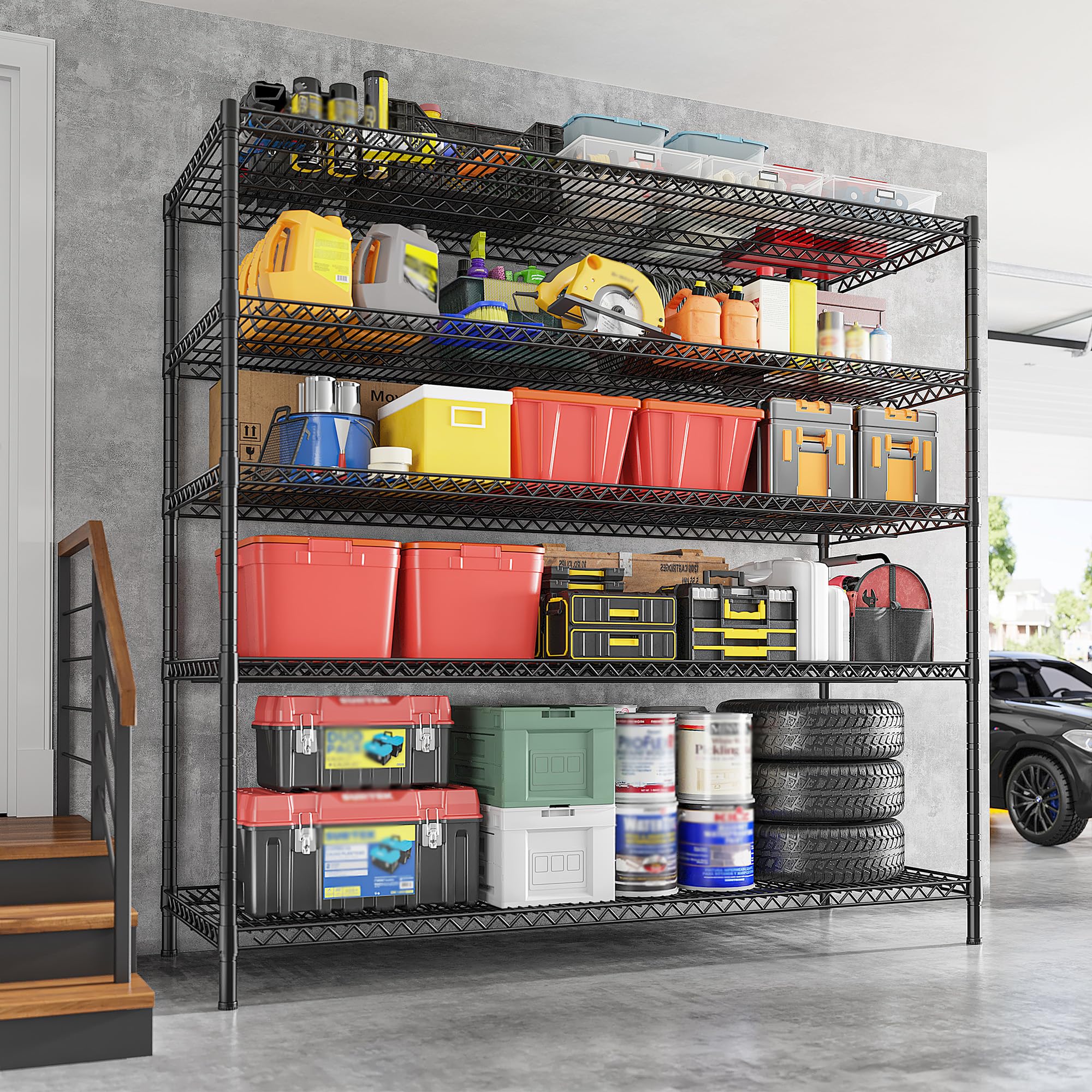 55.5" W Storage Shelves 3200LBS Metal Shelving 5 Tier Wire