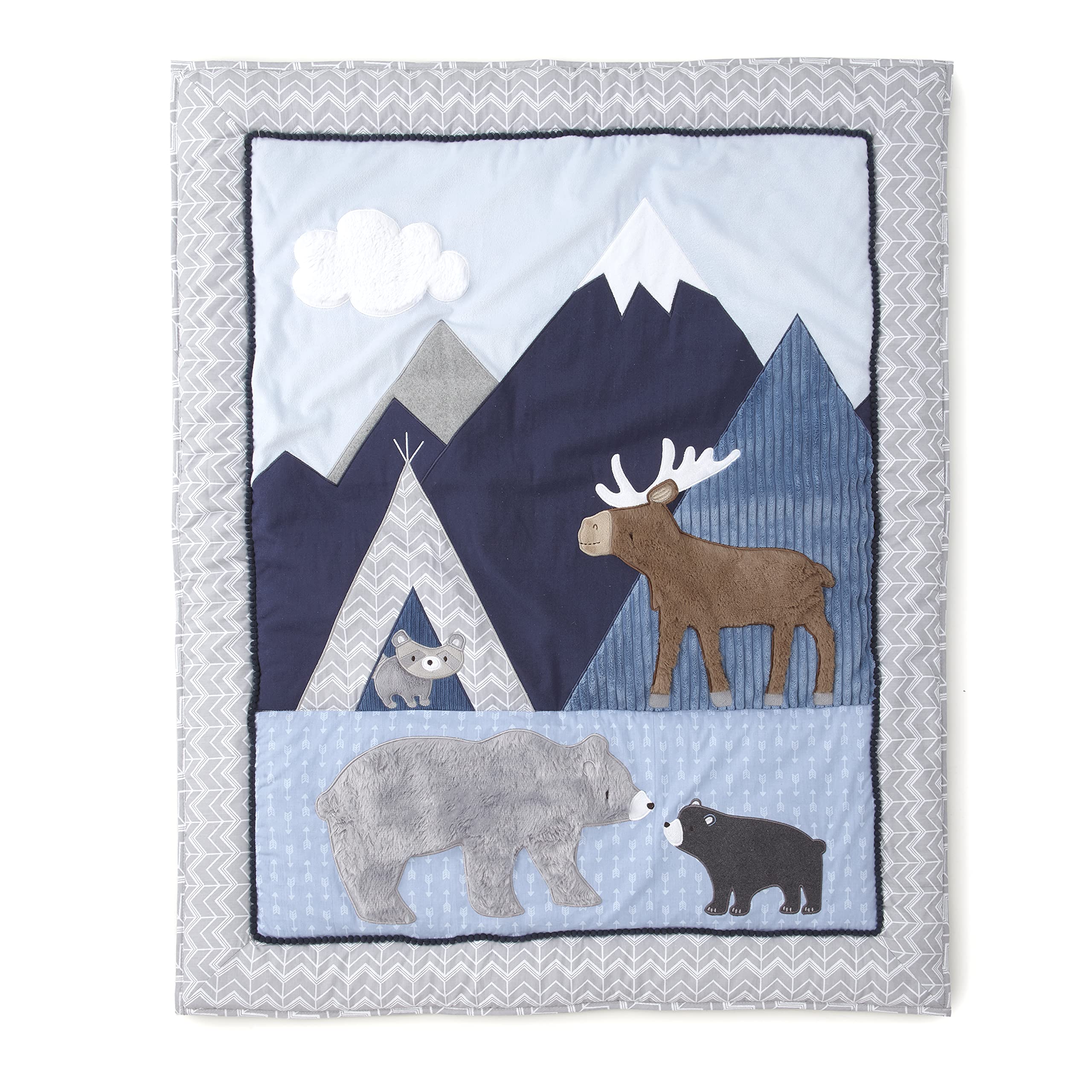 Mountain Bear Crib Bedding Set 4 Piece with Quilt and Fitted Sheet