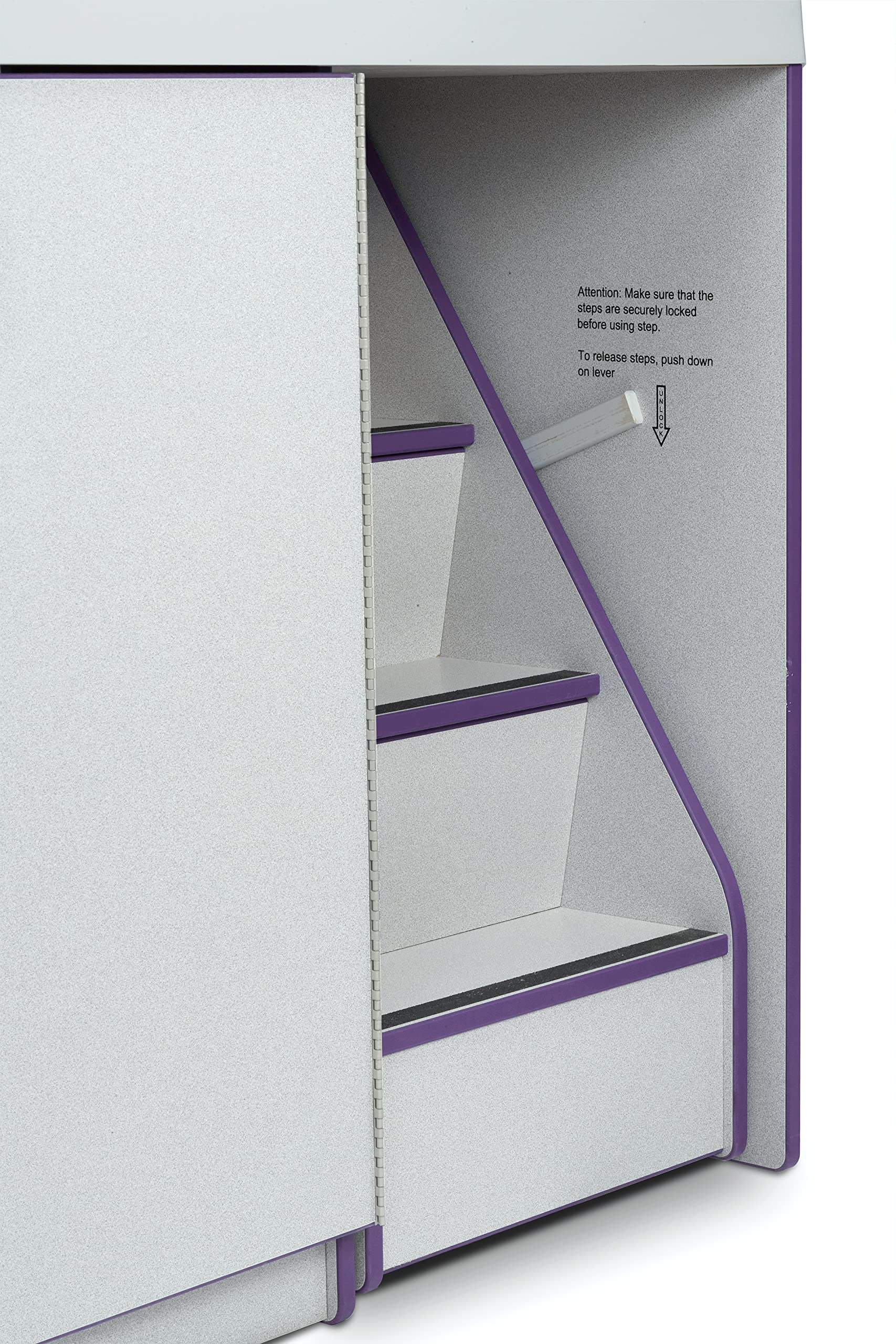 Diaper Changing Table with Pull-Out Stairs and Storage Cubbies