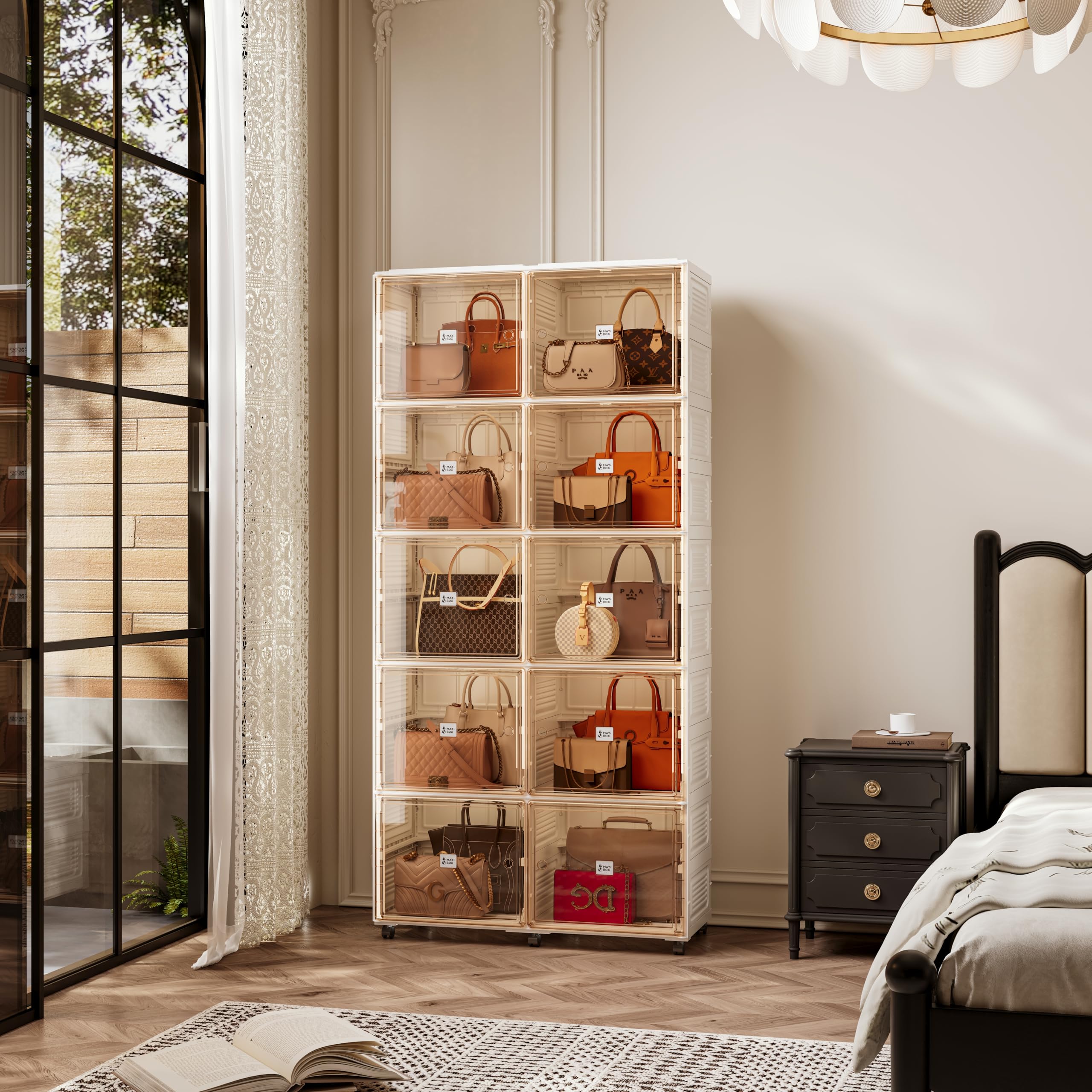 10 Cubbies Handbag Storage Organizer for Closet,Purse Organizer Shoe&Boots Cabinet