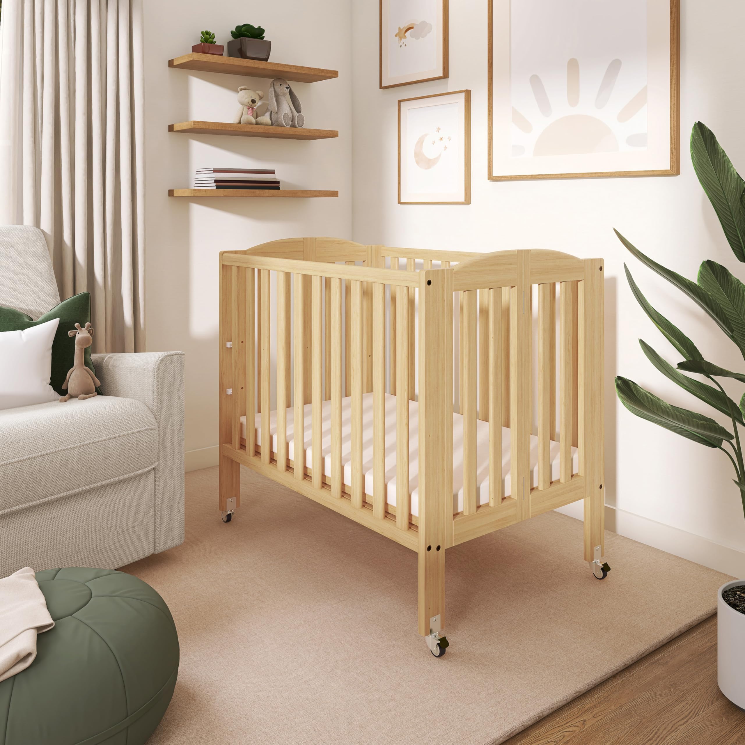 3-in-1 Folding Portable Crib with Wheels