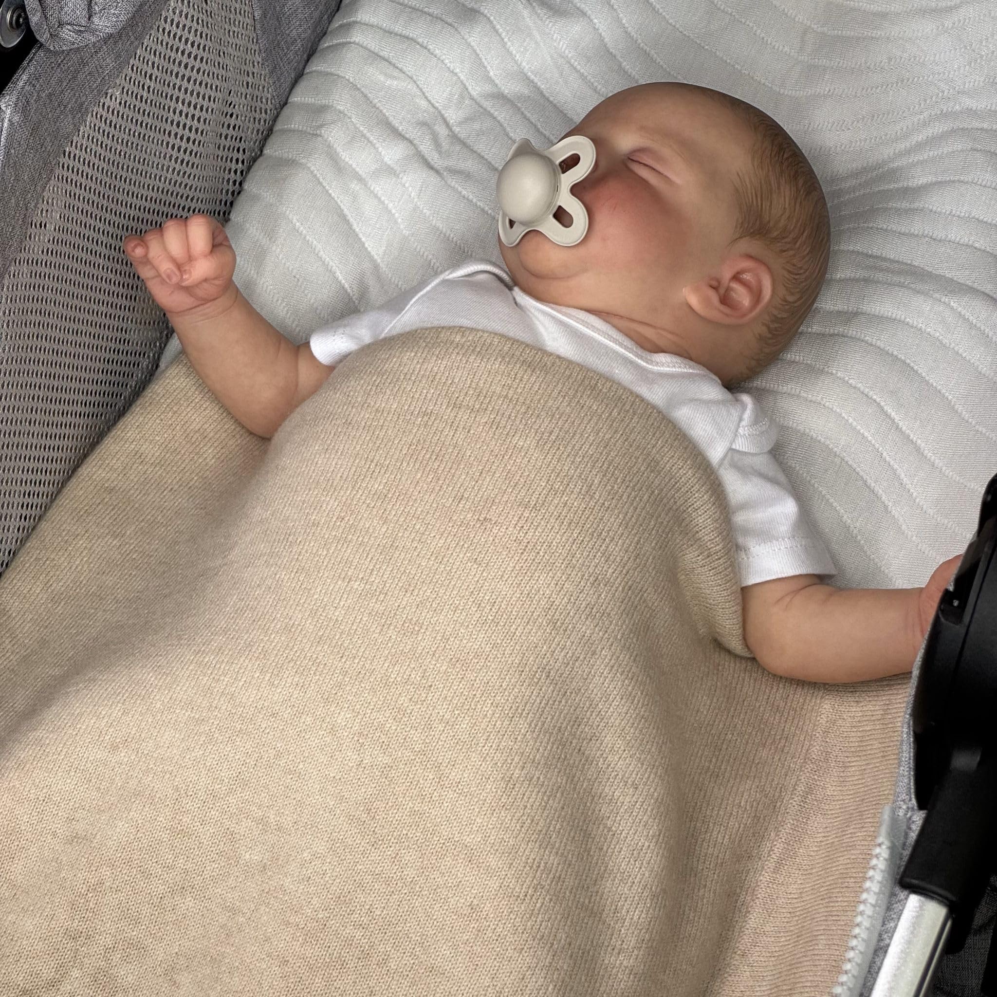 BABY 100% Cashmere Baby Blanket Luxe Knit Design in Brown Sugar