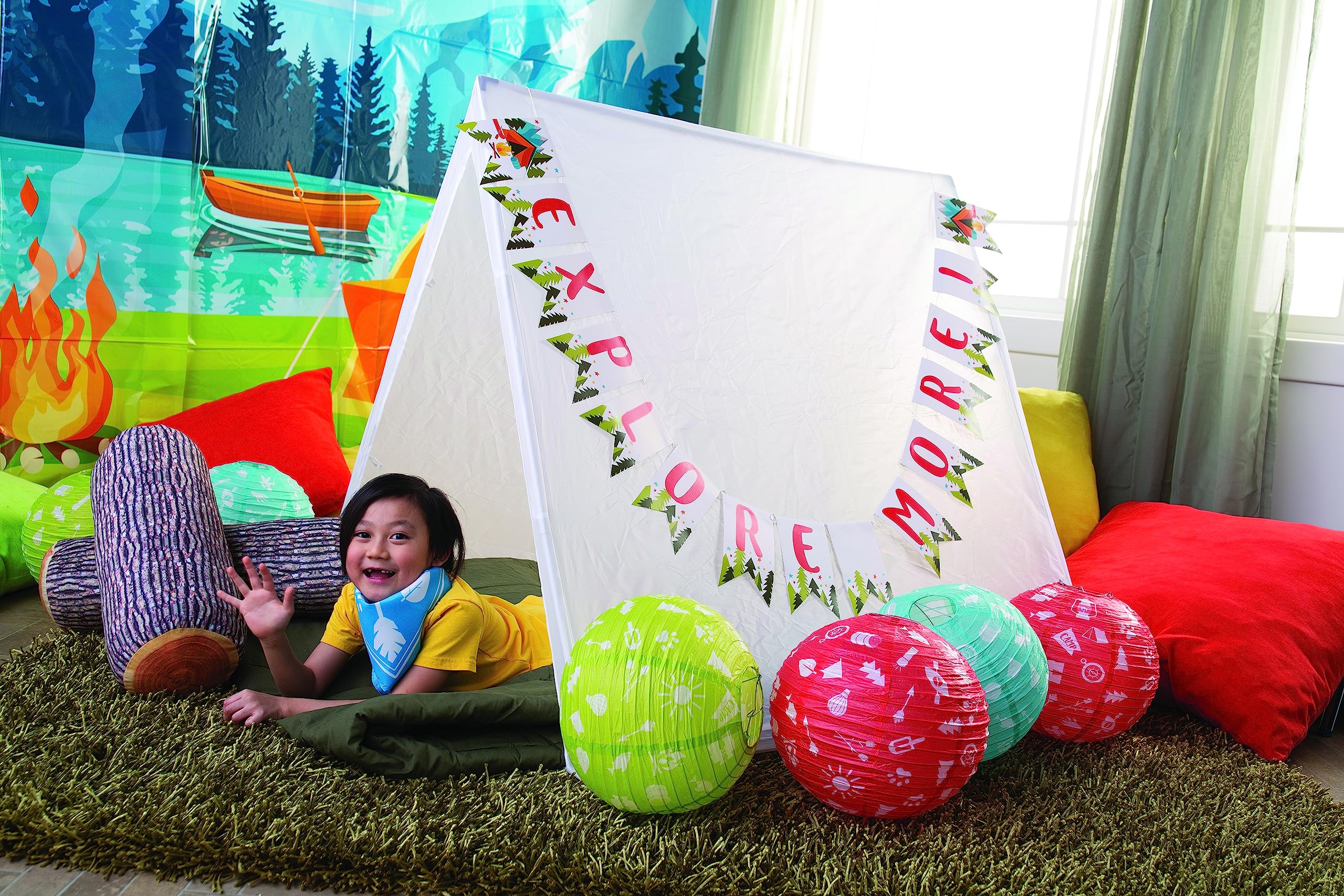 Kids Indoor Slumber Party Tent - 45" x 40" White Nonwoven Fabric