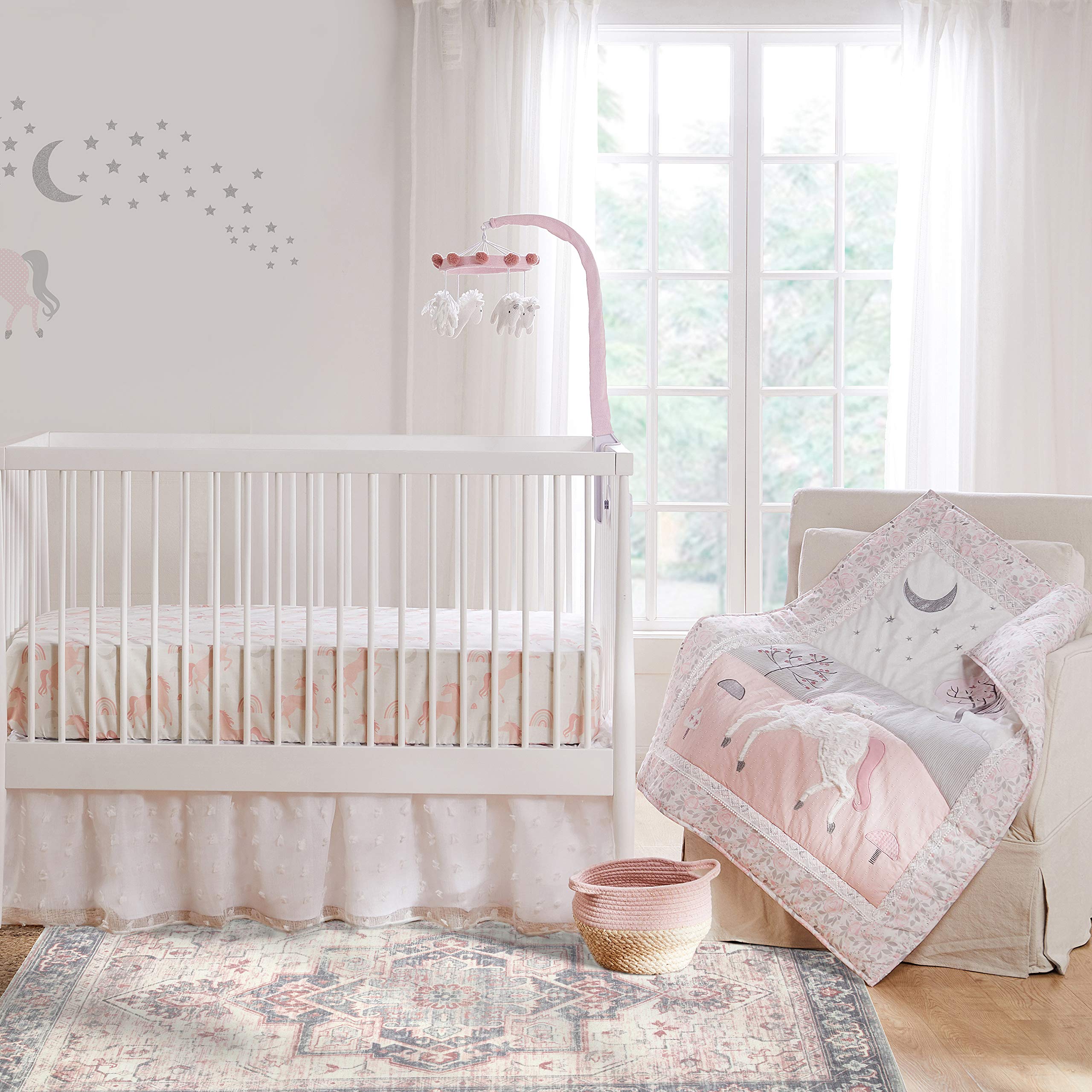 Colette Crib Bed Set - Baby Nursery Set - Grey Pink White