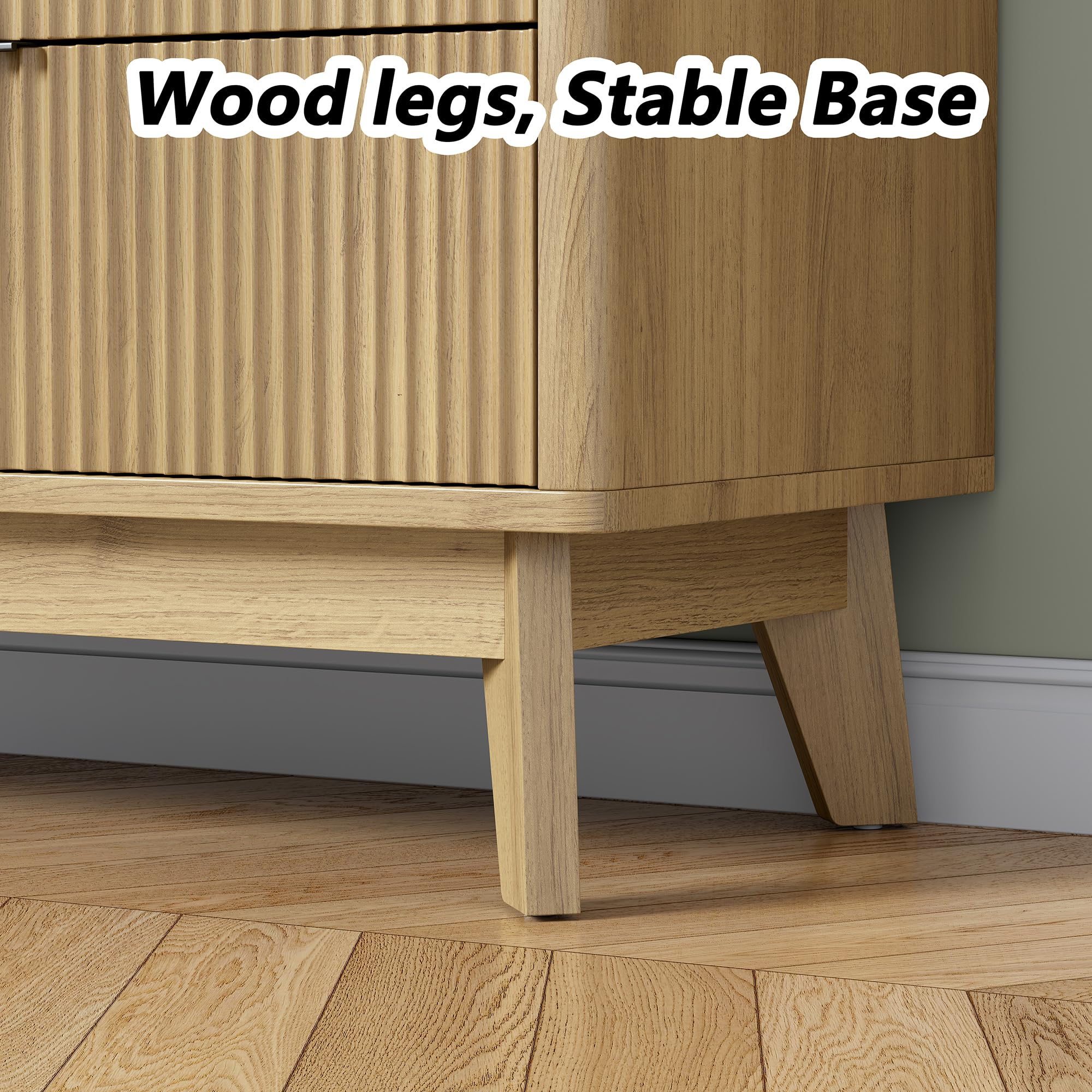 6-Drawer Fluted Dresser for Bedroom 54 Inch Wide