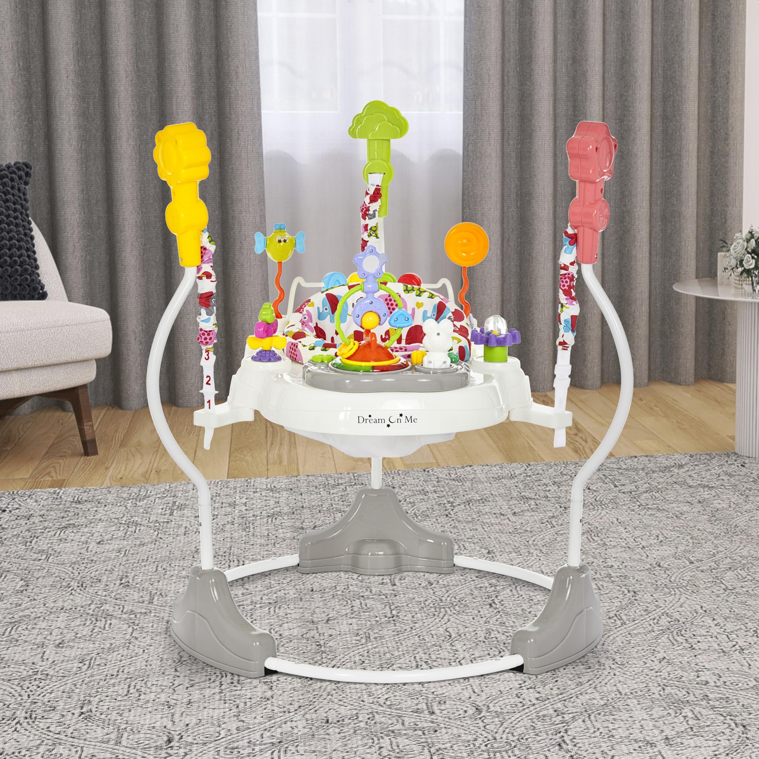 Dream On Me Zany 2-in-1 Activity and Center Bouncer in Elephant Print