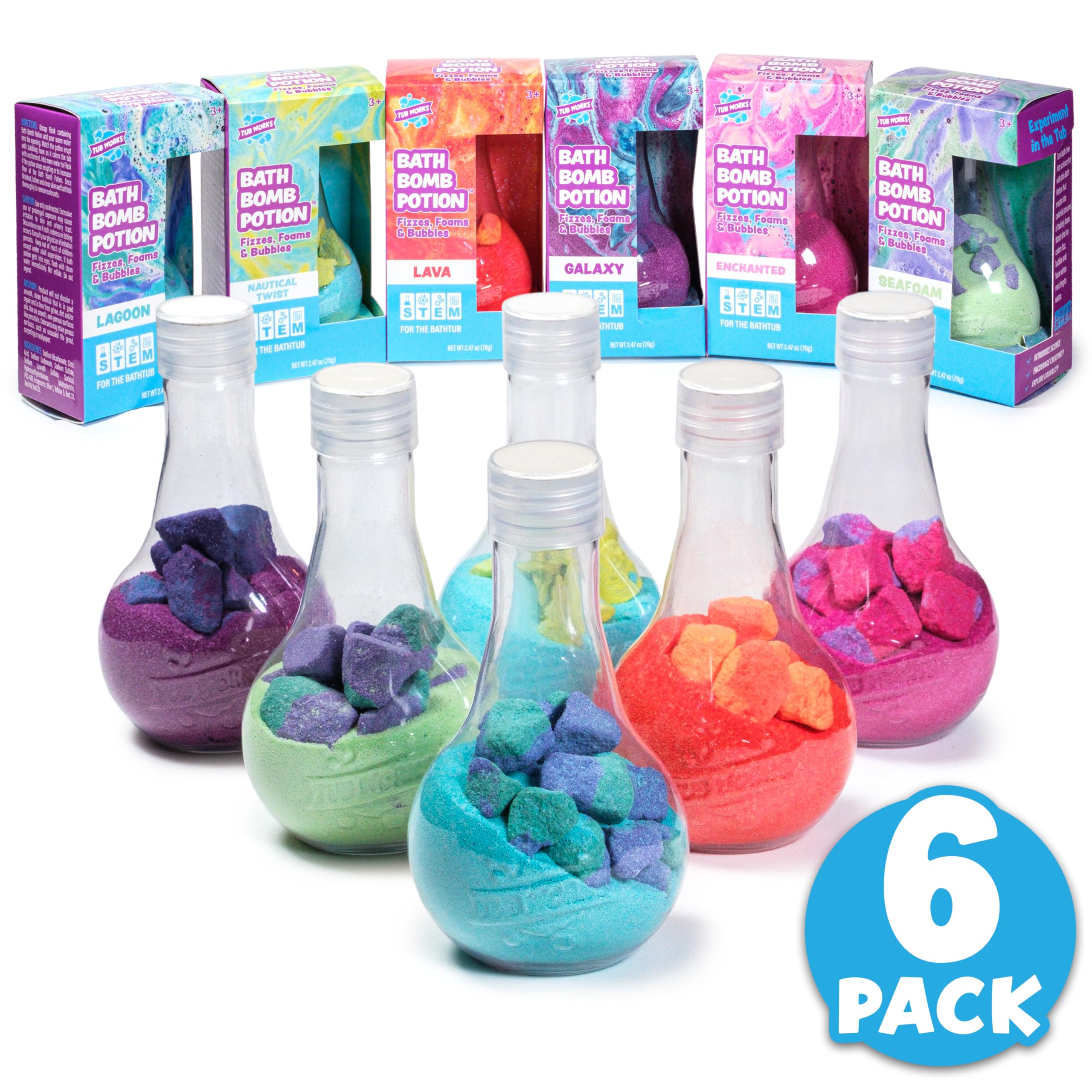 Kids Bath Bomb Potion™ Bath Toy, Variety 6 Pack | Nontoxic | Fizzes, Foams & Bubbles