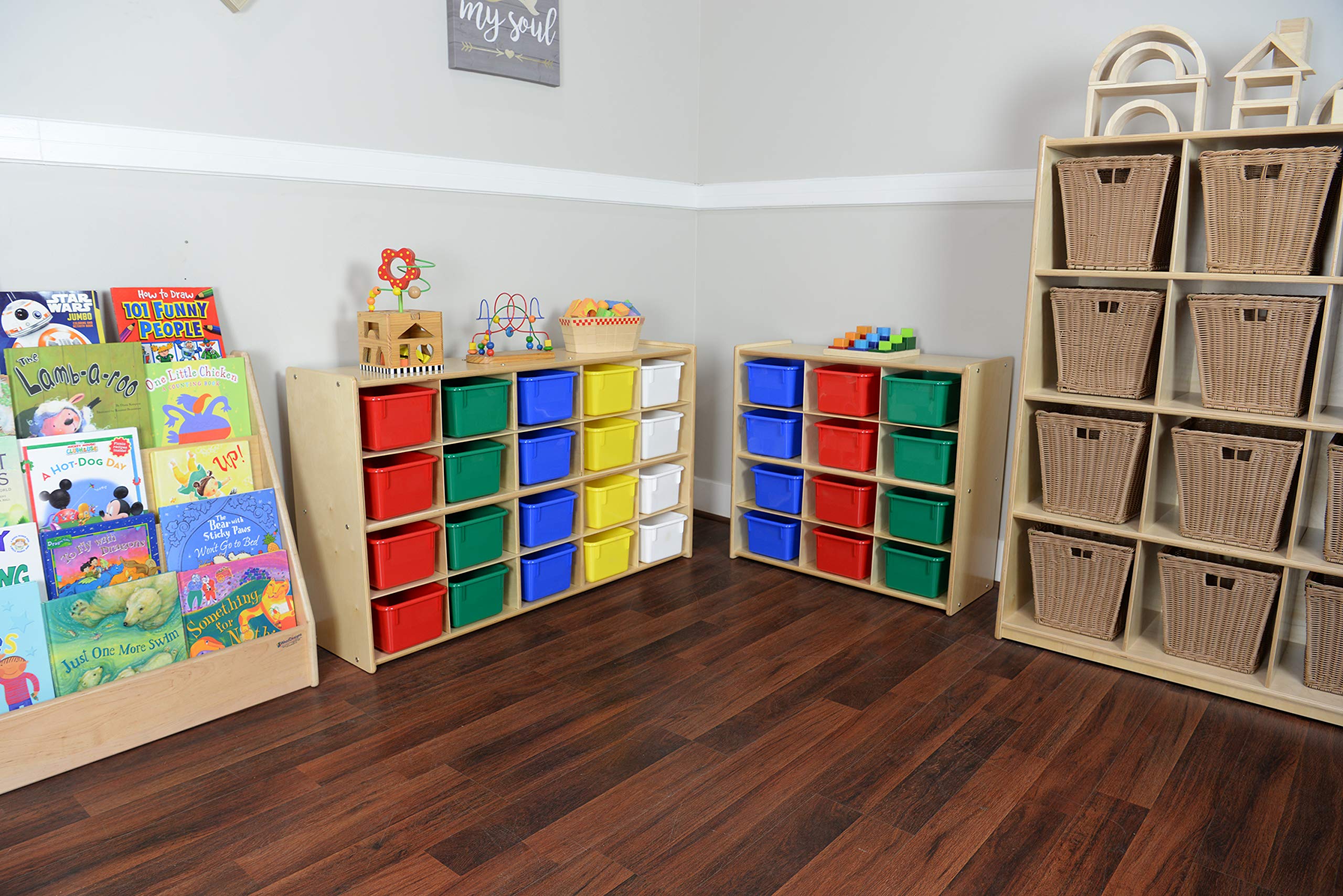 12-Section Birch Cubby Storage Unit - 3-Tier Classroom Organizer