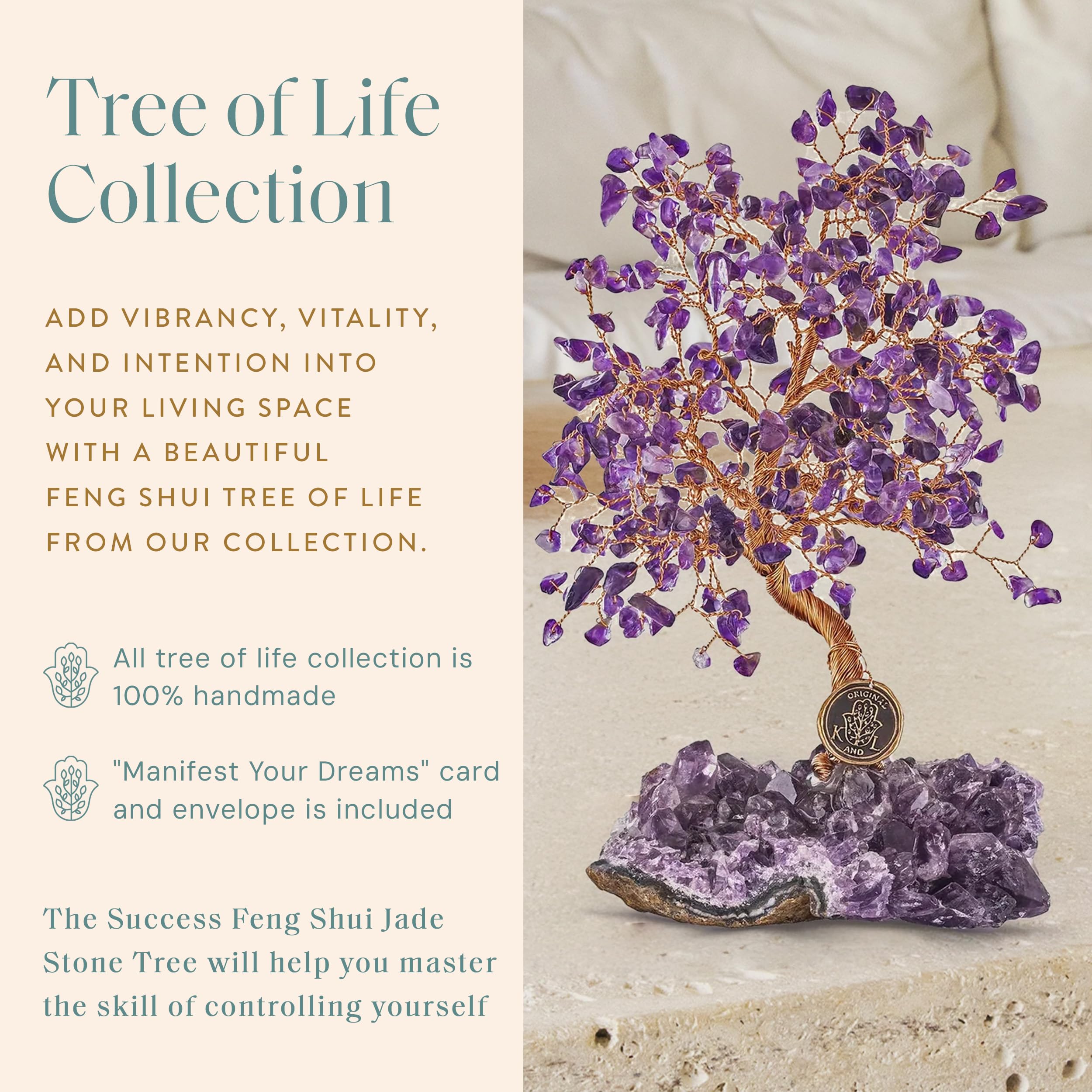 Amethyst Crystal Feng Shui Tree of Life 8 Inch