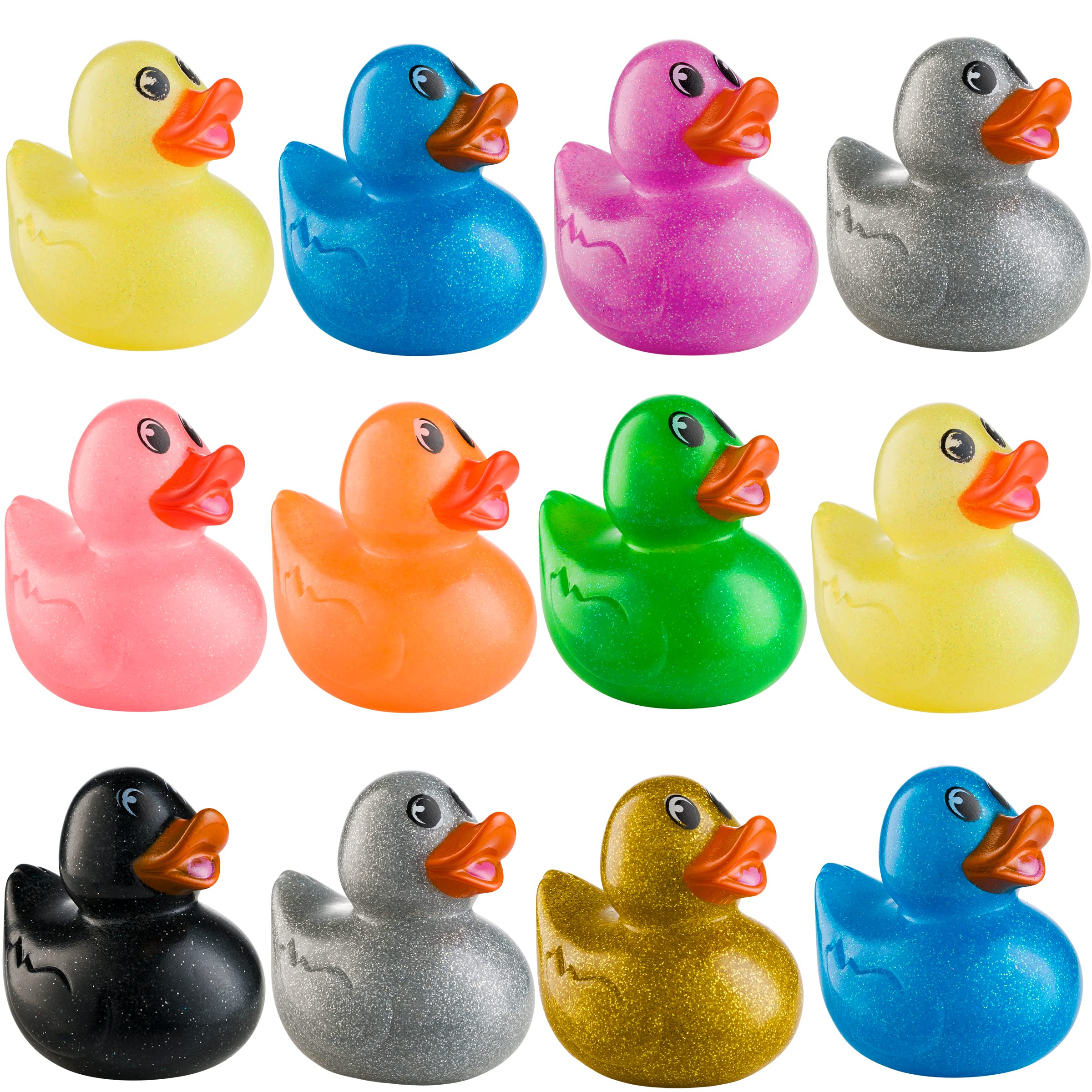 Bedwina Glitter Rubber Ducks in Bulk - (Pack of 600) Assorted 2-inch Duck Toys for Baby Shower Rubber Duckies, Mini Ducks Bath Toy, Birthday Party Favors Ducks