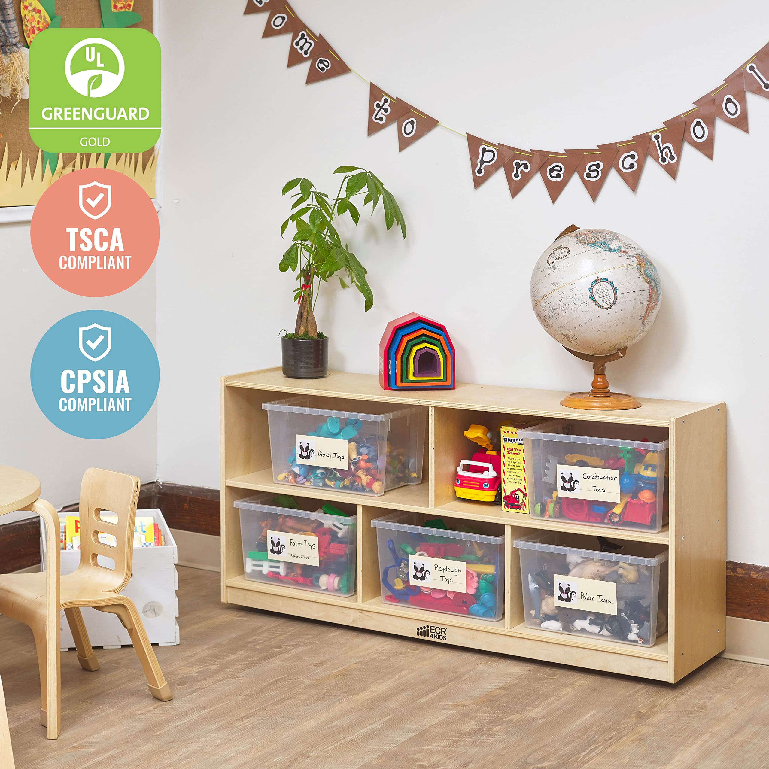 5-Compartment Mobile Storage Cabinet for Kids