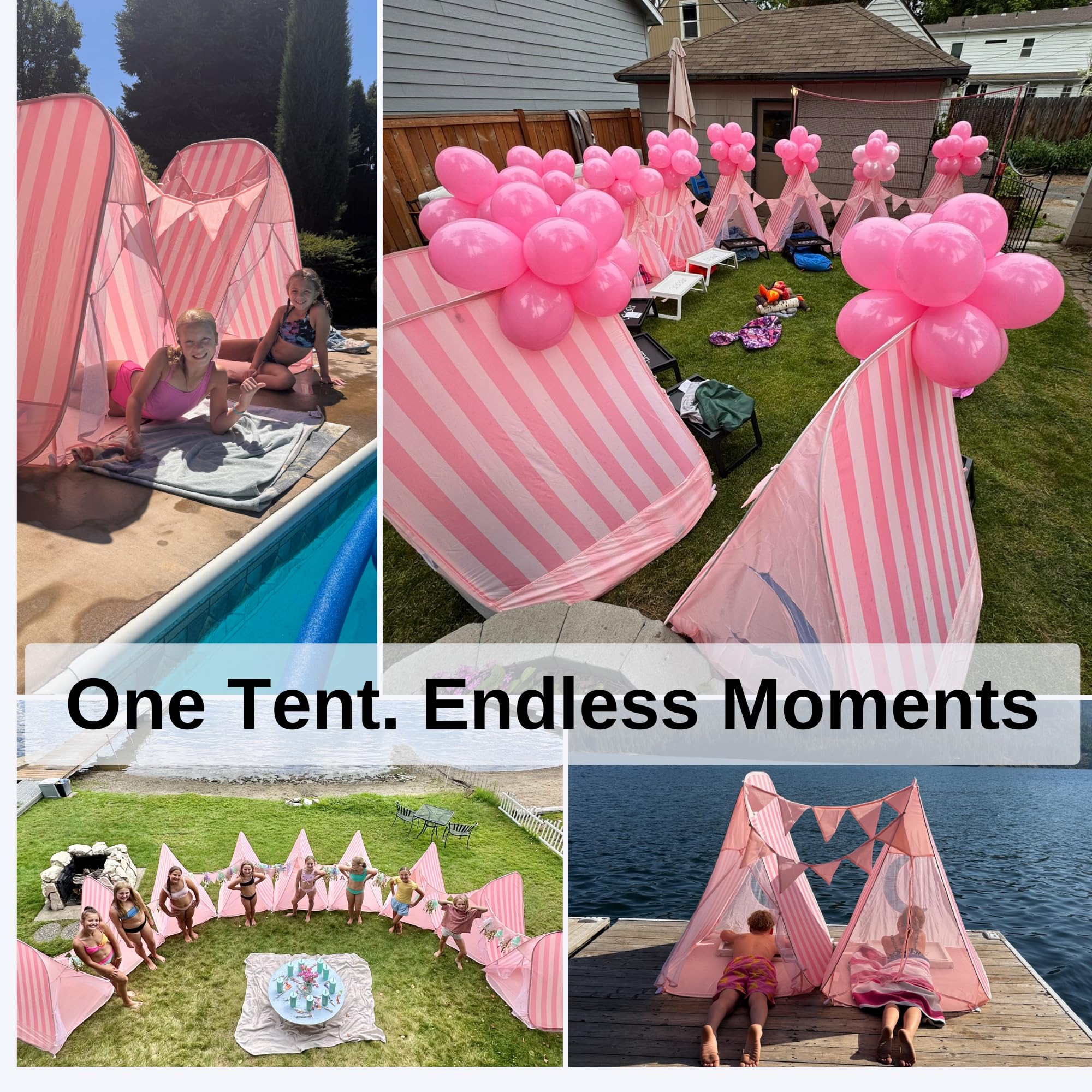 Kids Sleepover Teepee Tent with Lights and Decorations