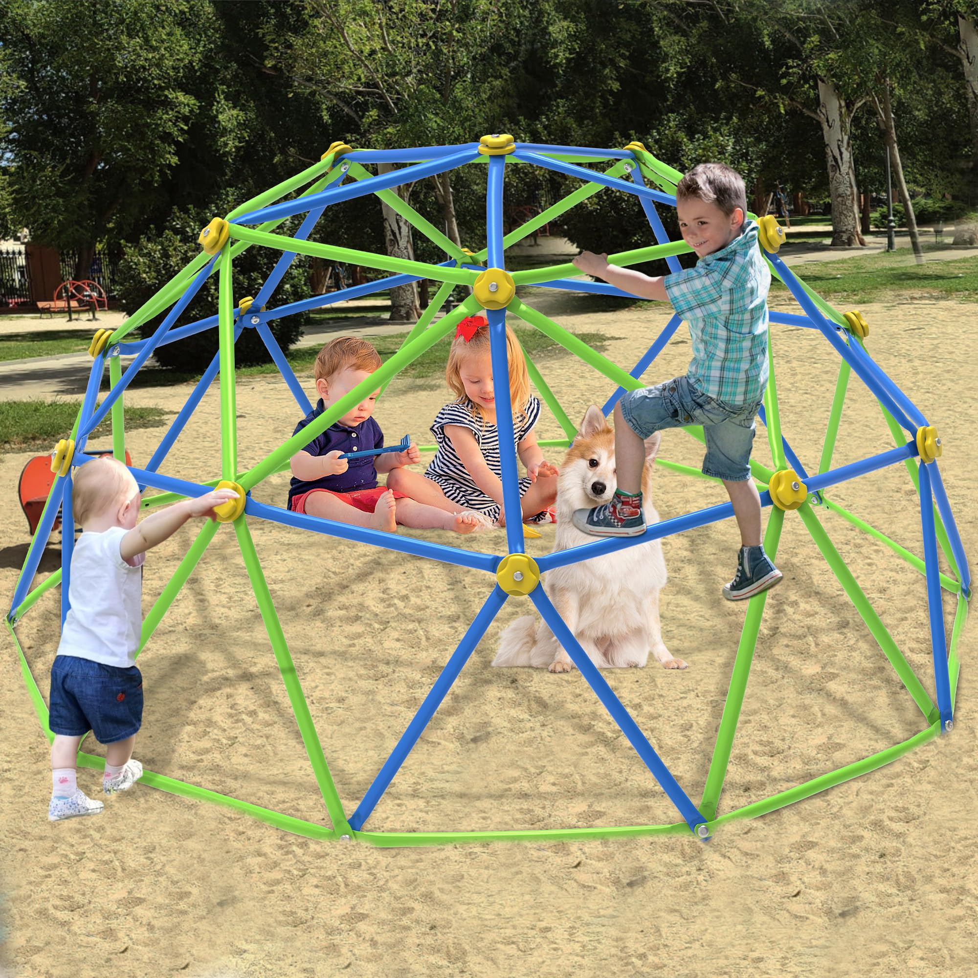10FT Climbing Dome with Hammock, Outdoor Jungle Gym for Kids