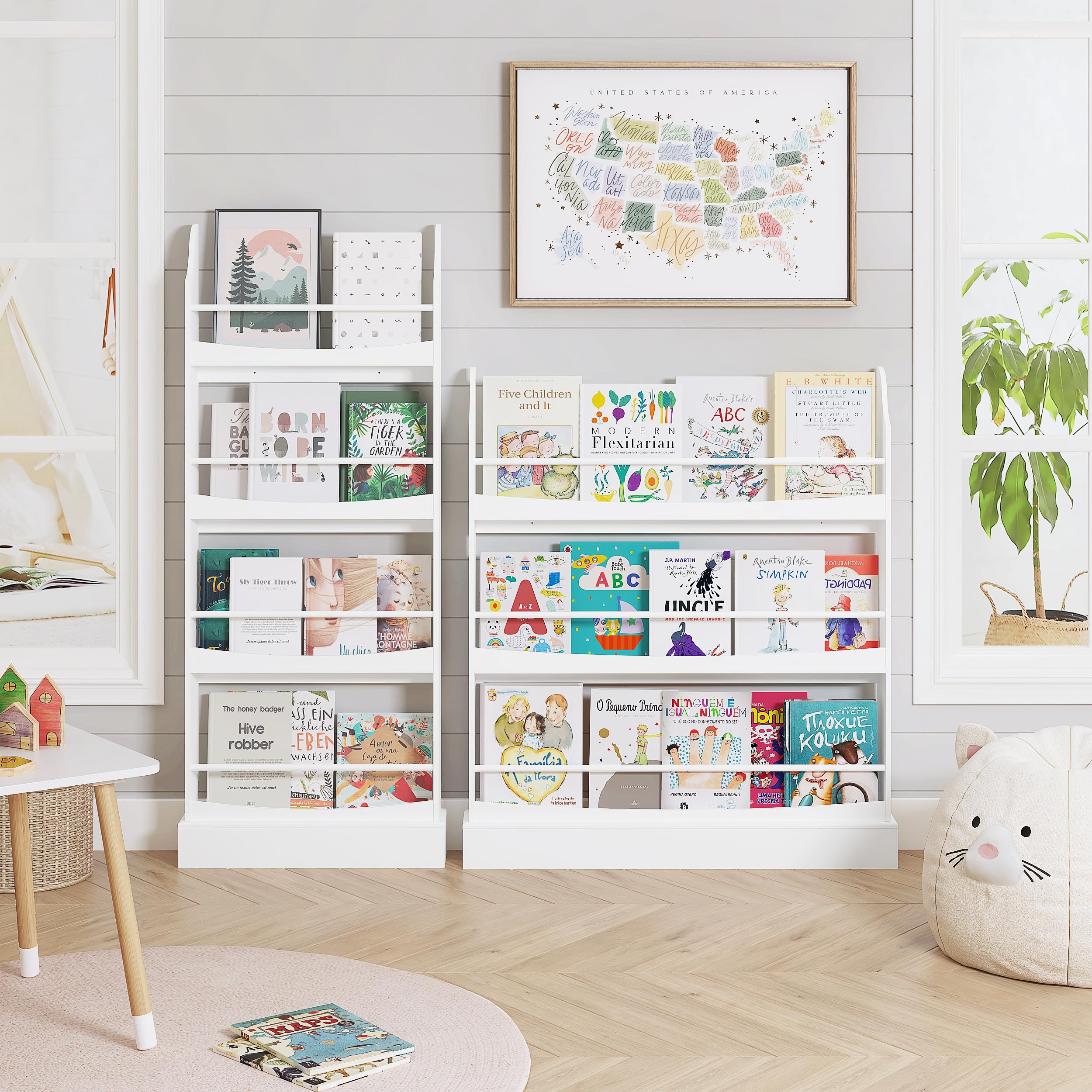 Kids Bookshelf,4 Tiers Children's Bookcases and Storage