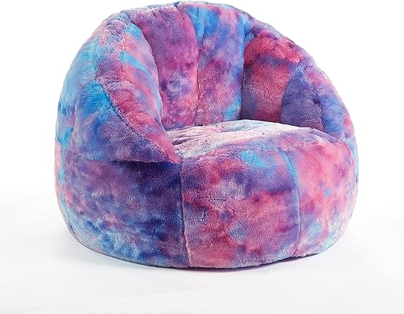 Sorbet Dreams Rainbow Fur Kids Bean Bag Chair, Multicolor, Large