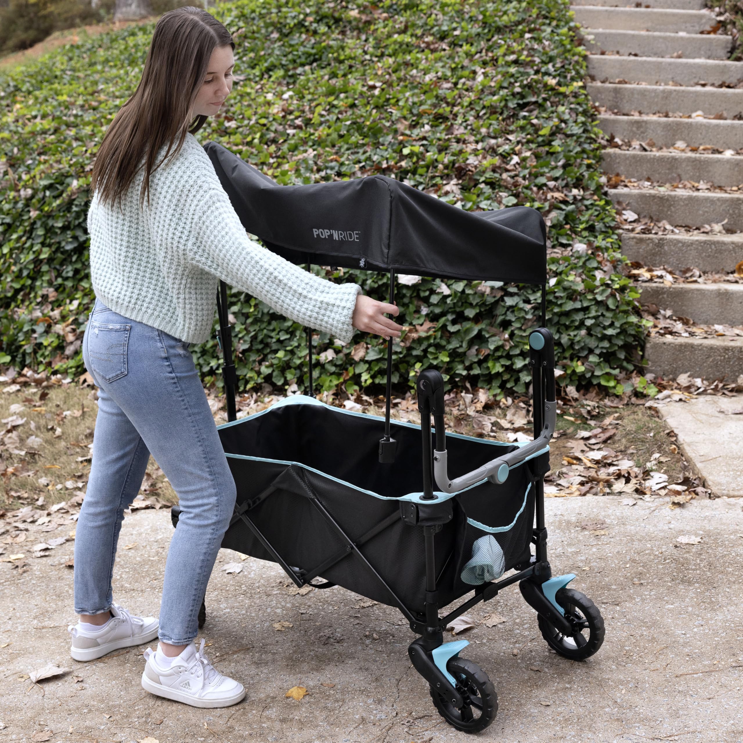 Ingenuity Pop 'N Ride Lightweight Stroller Wagon - Face-to-Face Seats for 2