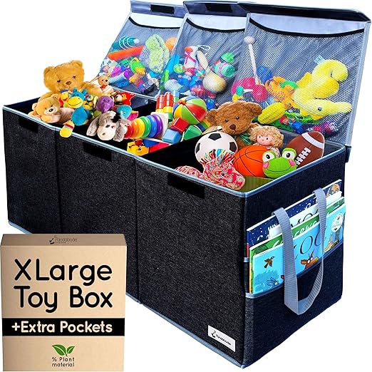 Extra Large Toy Box - Big Sturdy Collapsible Chest - Toy Storage Organizer