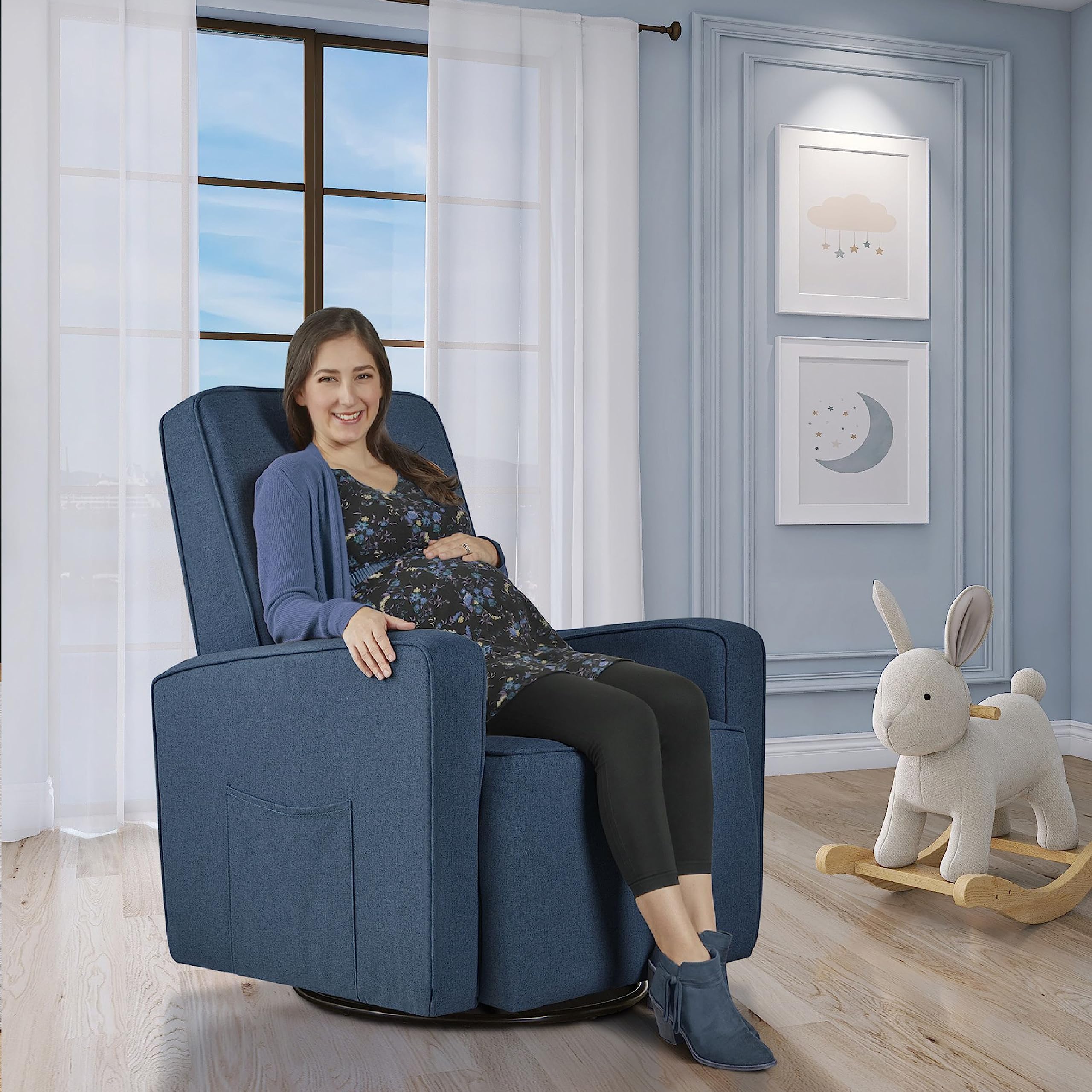Upholstered Plush Seating Glider Swivel, Glider Chair for Nursery