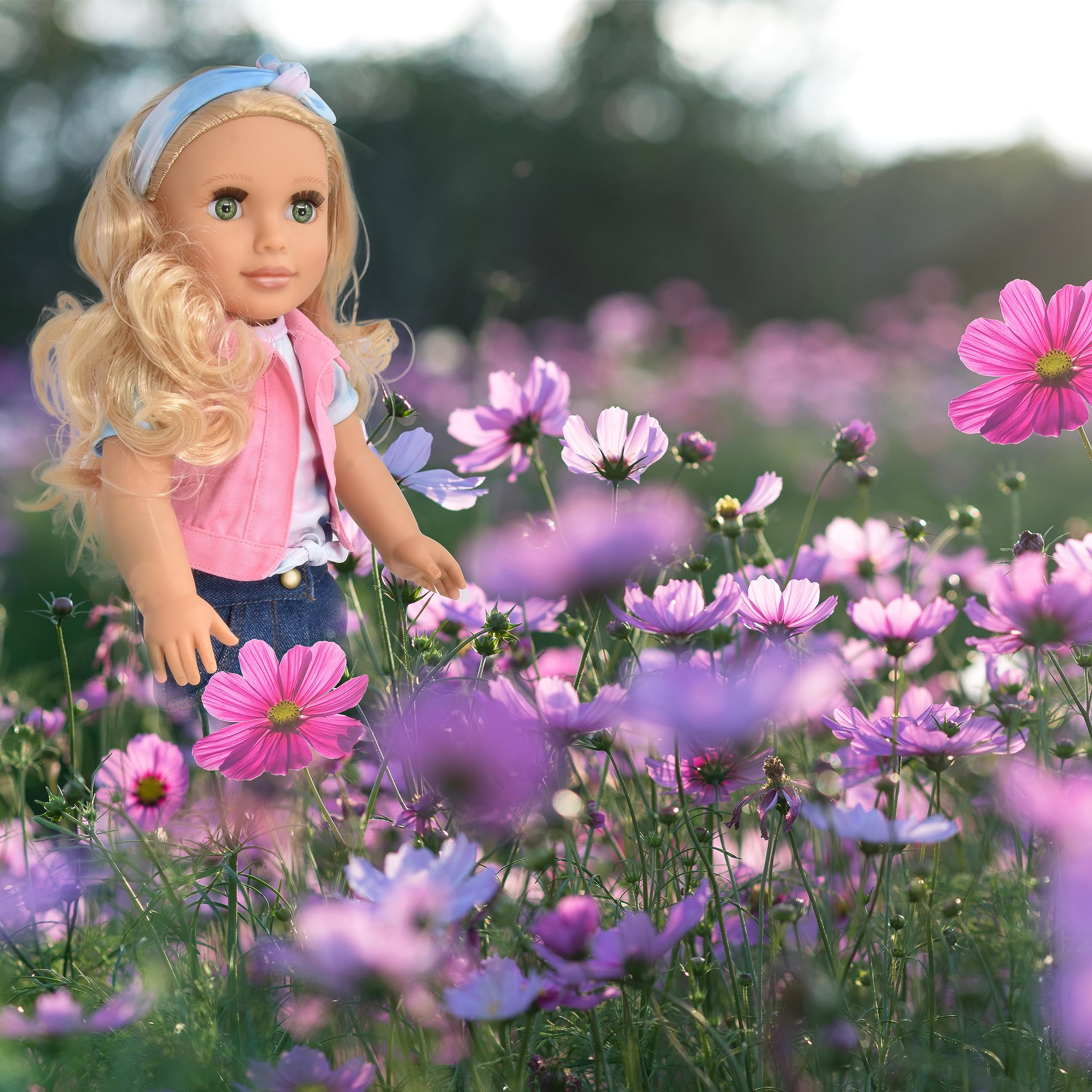 18 Inch Girl Doll, Fashion Doll with Fine Blond Hair for Styling Clothes Shoes
