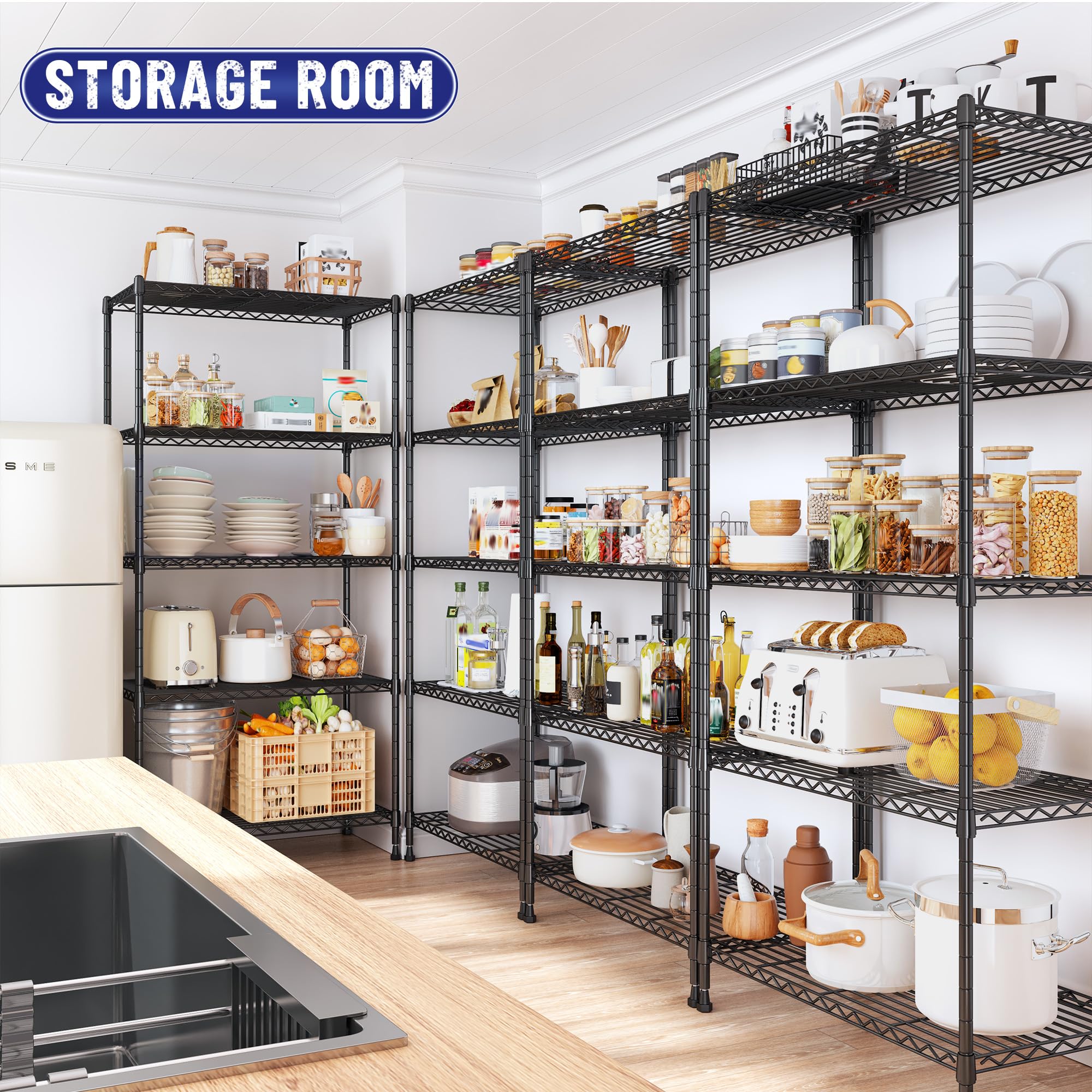 5-Tier Wire Storage Shelving Unit Heavy Duty Metal Rack