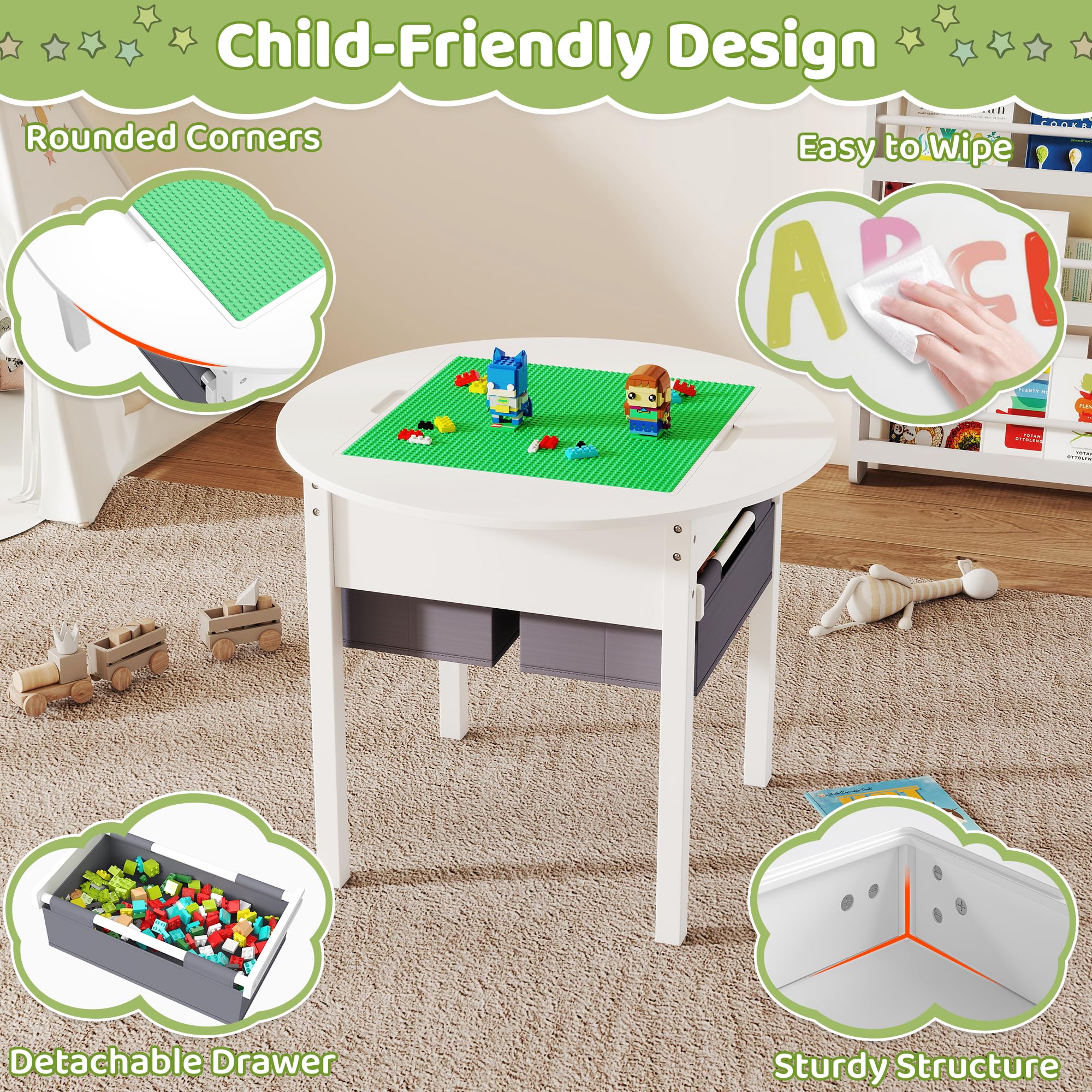 Kids Activity Table with Storage and Double-Sided Desktop