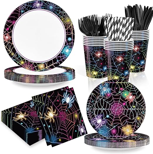 168PCS Spider Birthday Party Supplies for Boys Cartoon Spider Web Themed Party