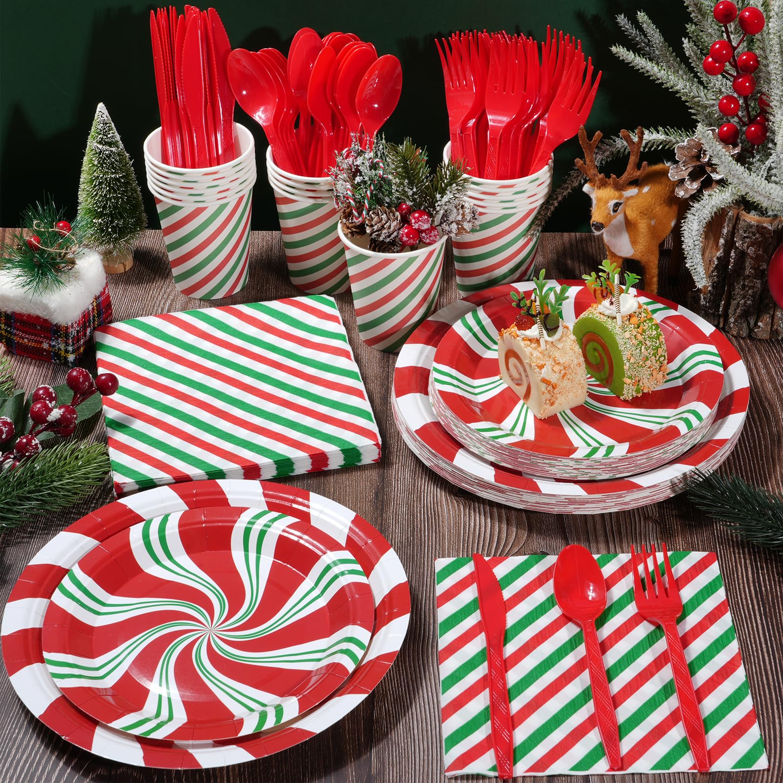 Candy Cane Party Plates Supplies,Christmas Disposable