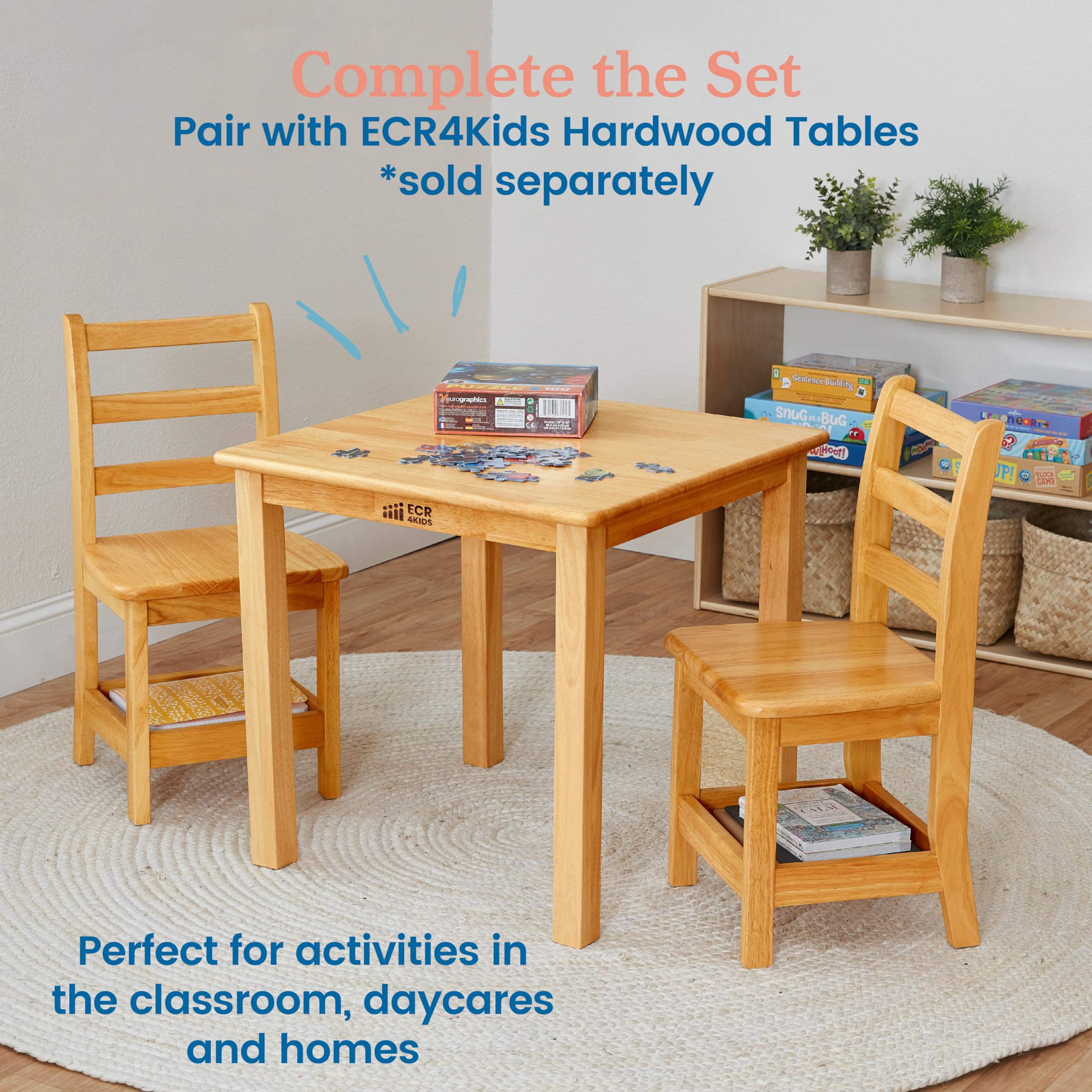 Ladderback Chair with Storage Shelf for Kids