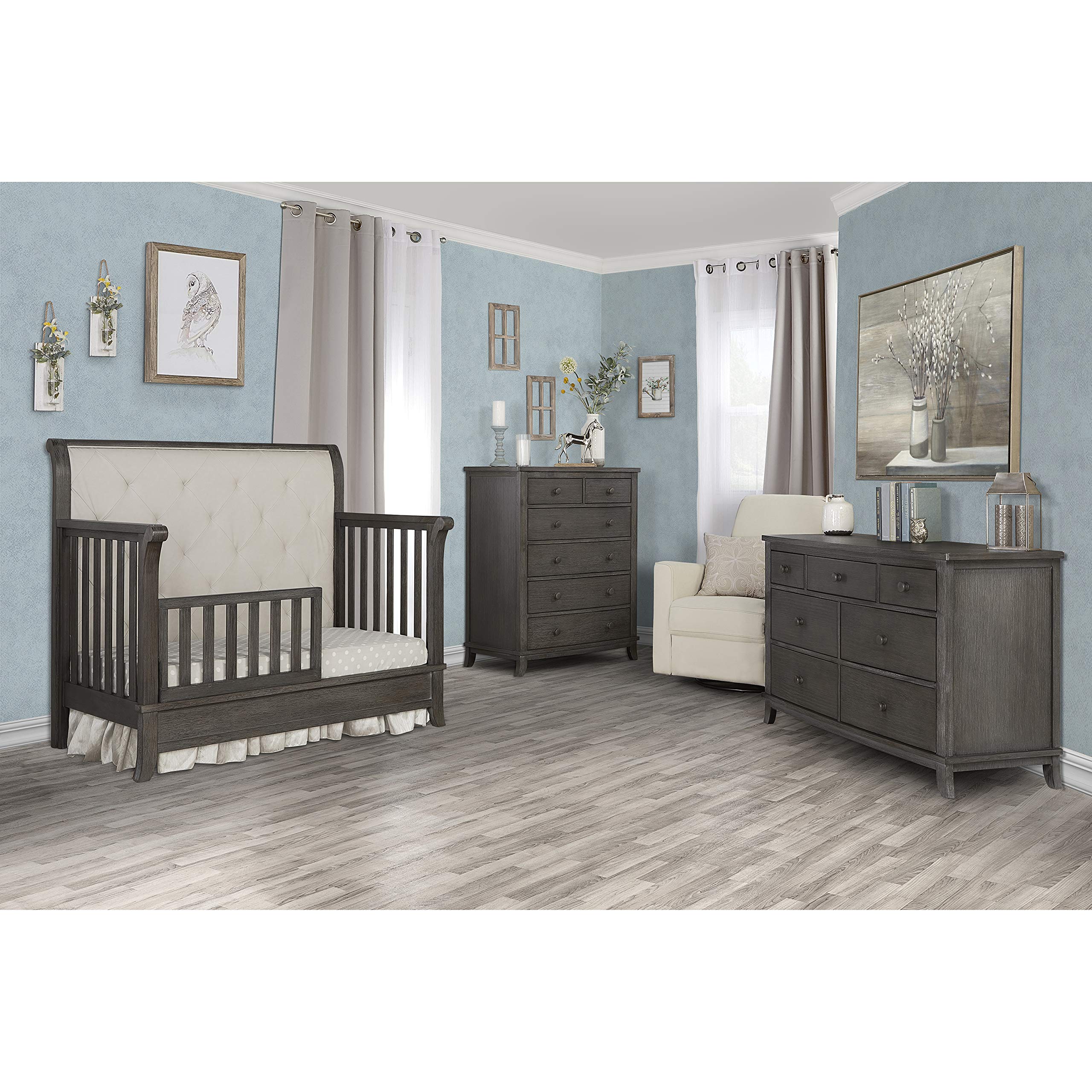 5-in-1 Convertible Crib with Tufted Headboard