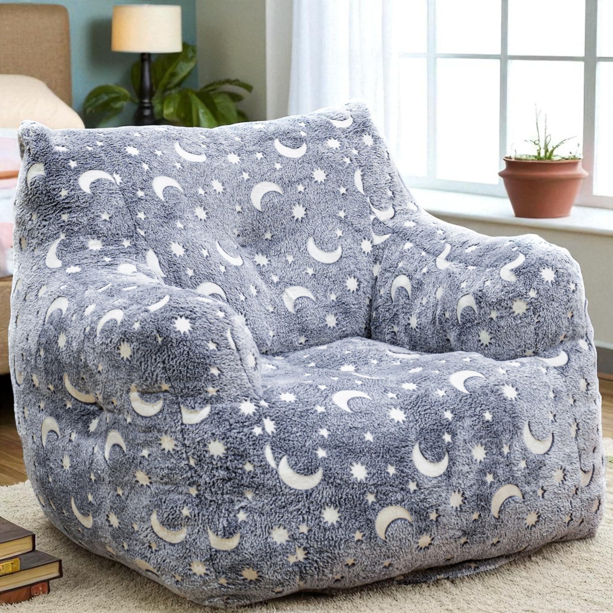 Memory Foam Bean Bag Chair with Faux Fur Cover