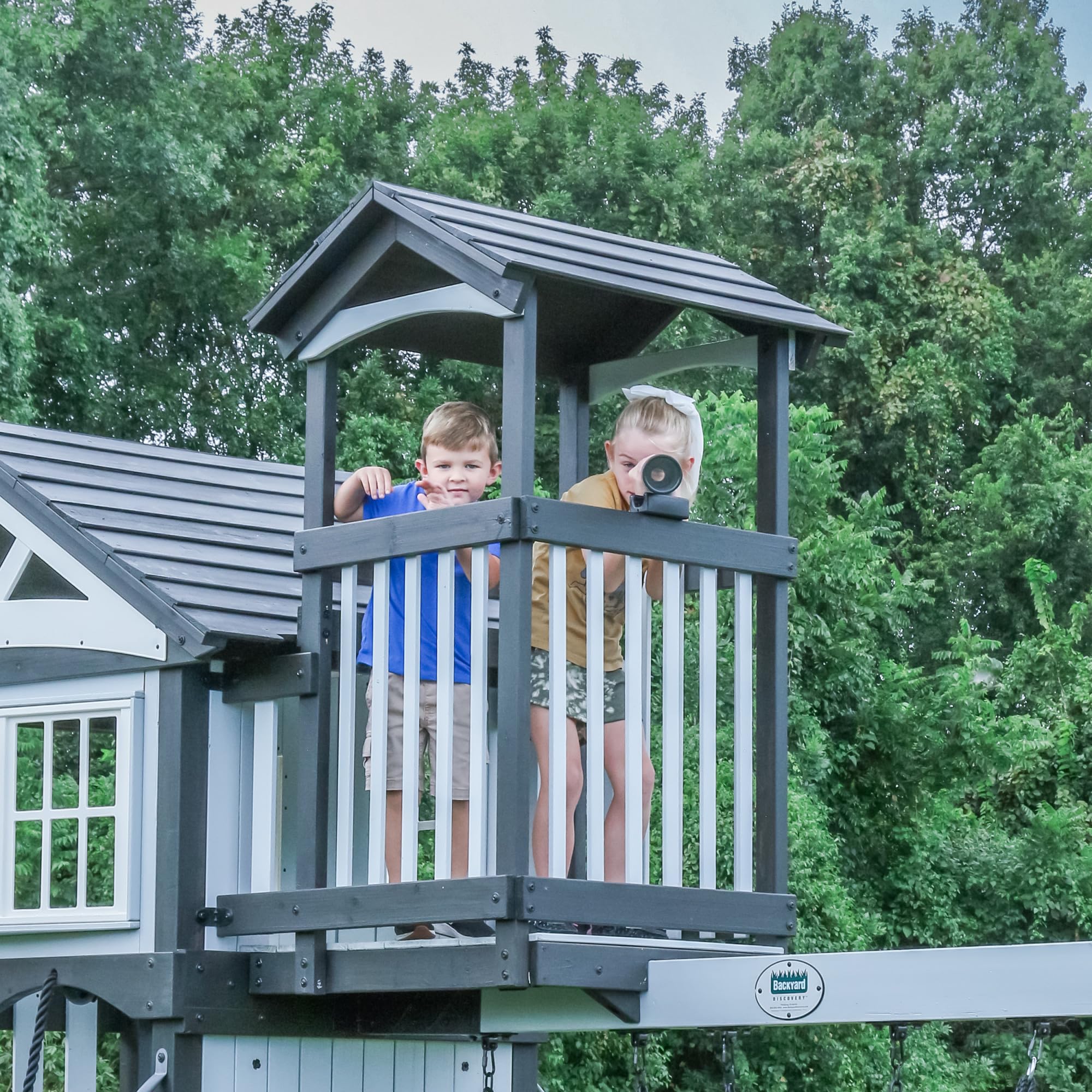 Cedar Wood Swing Set with Clubhouse and Wave Slide
