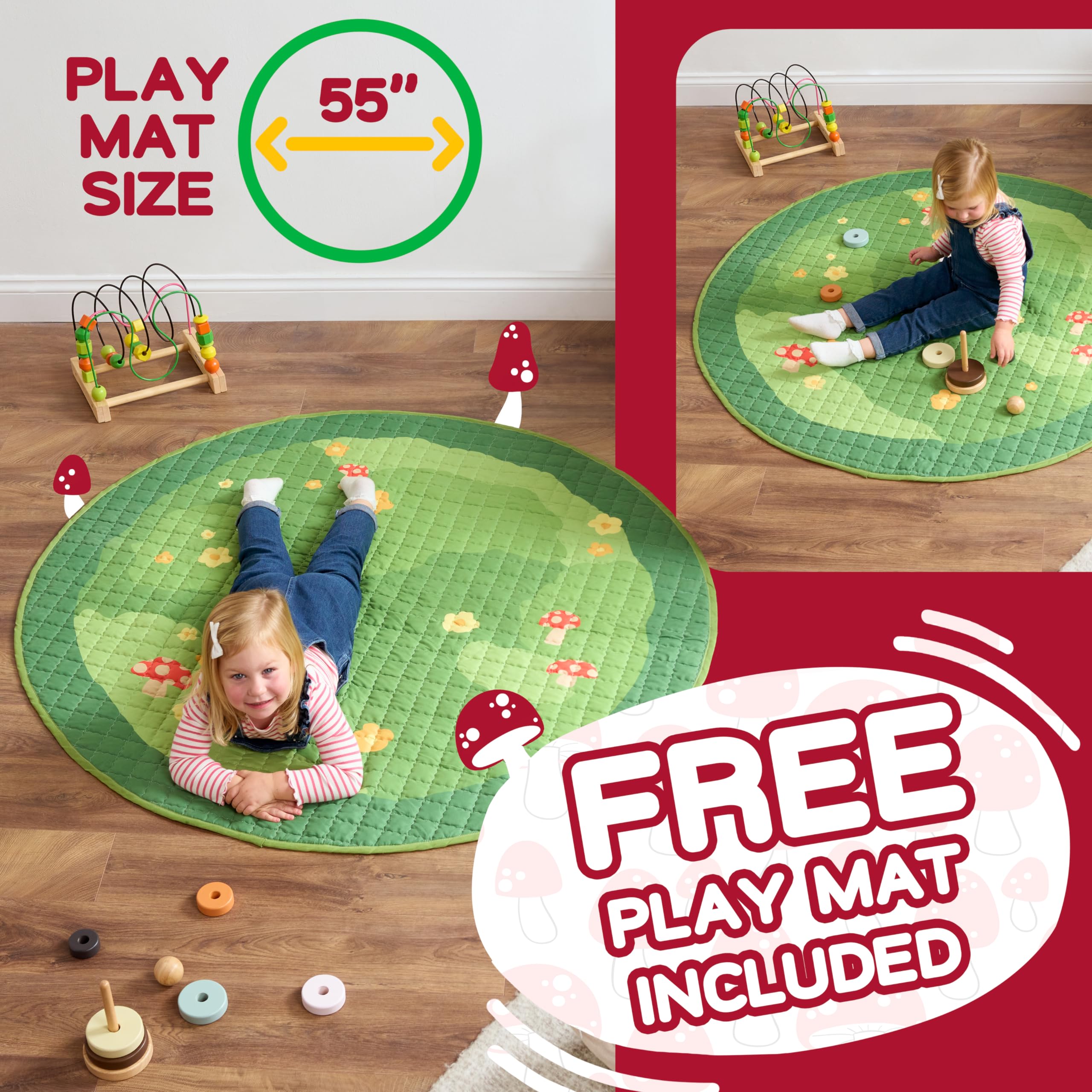 Mushroom Play Tent with Mat and Lights for Kids