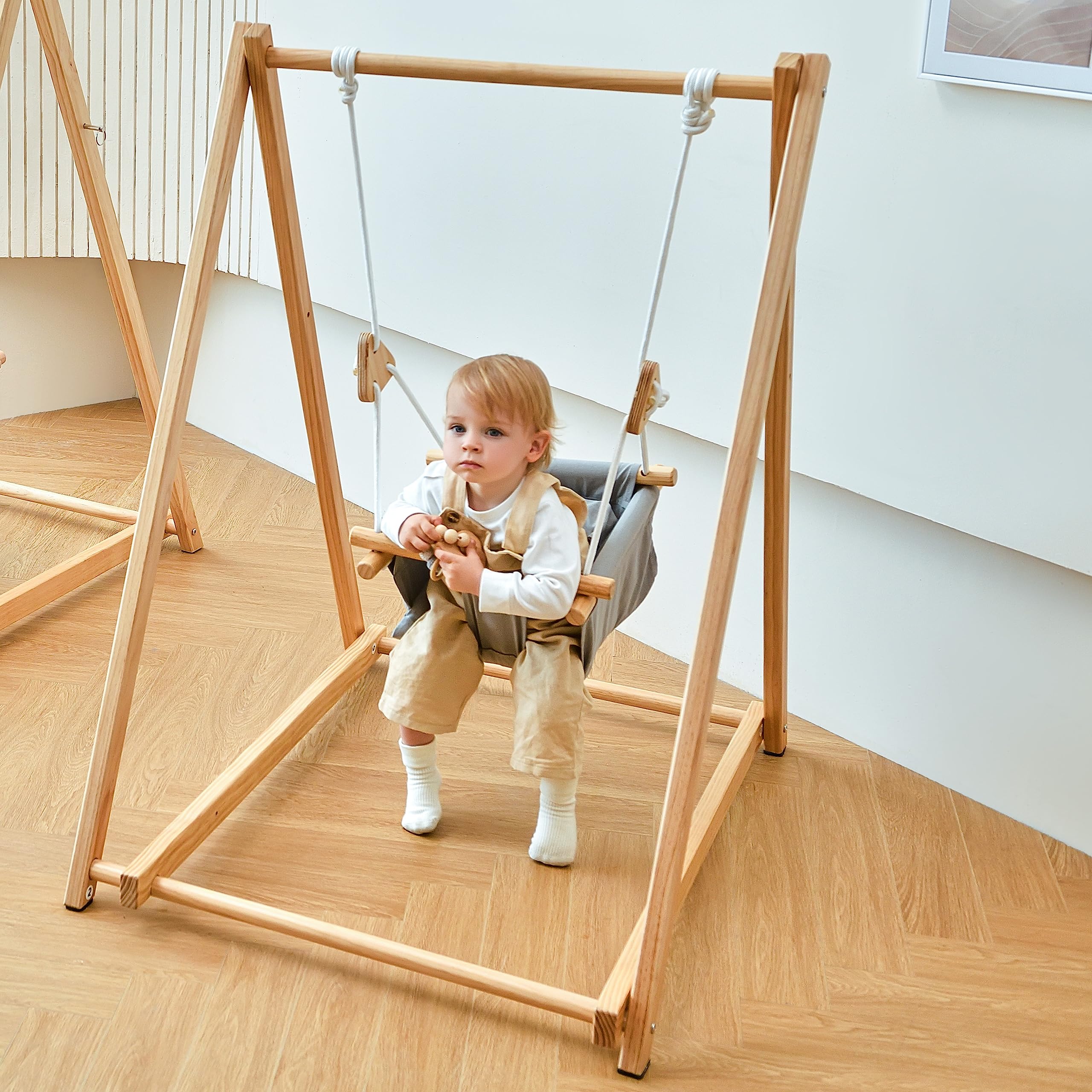 Foldable Indoor Toddler Swing Set with Stand