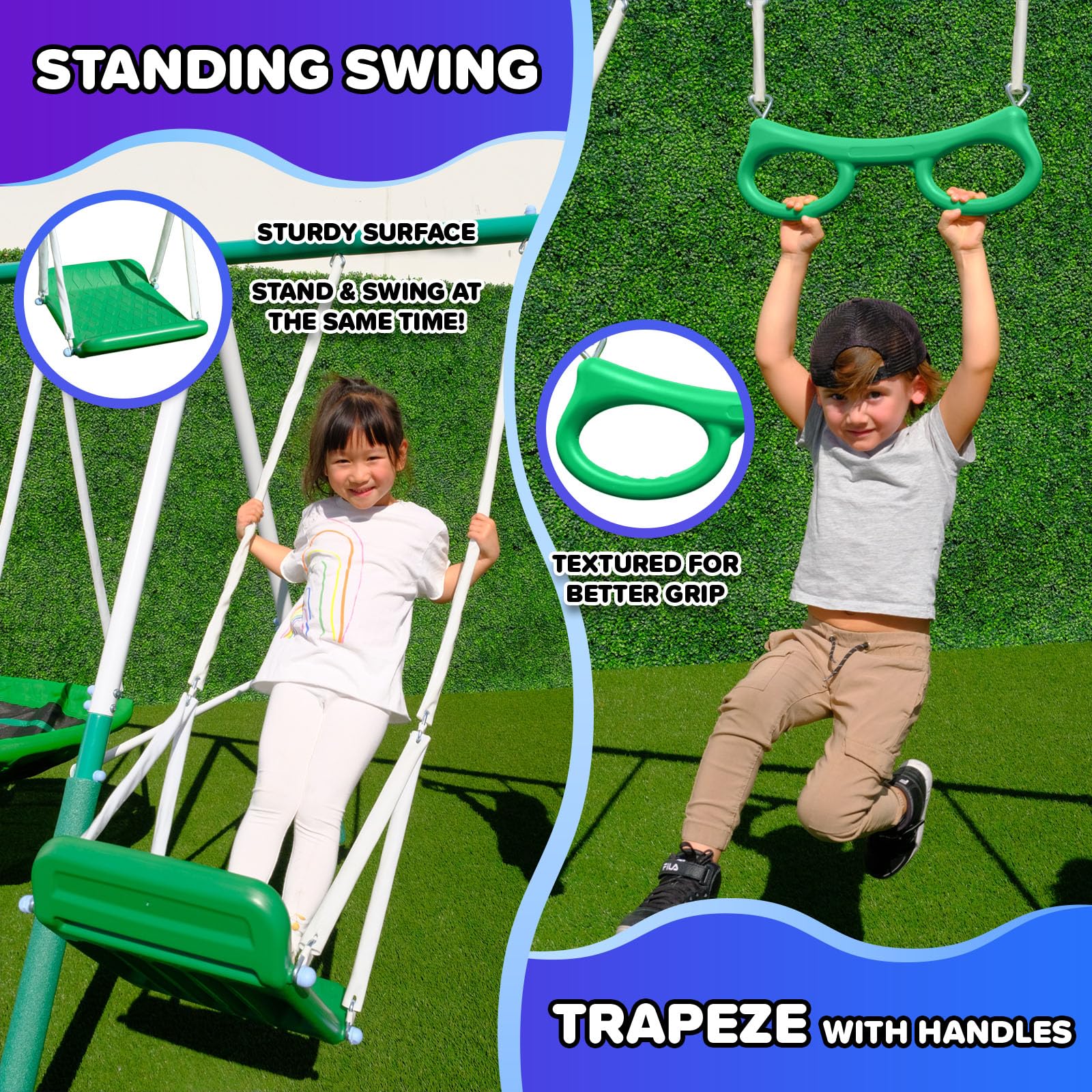 7-in-1 Metal Swing Set with Slide & Teeter-Totter