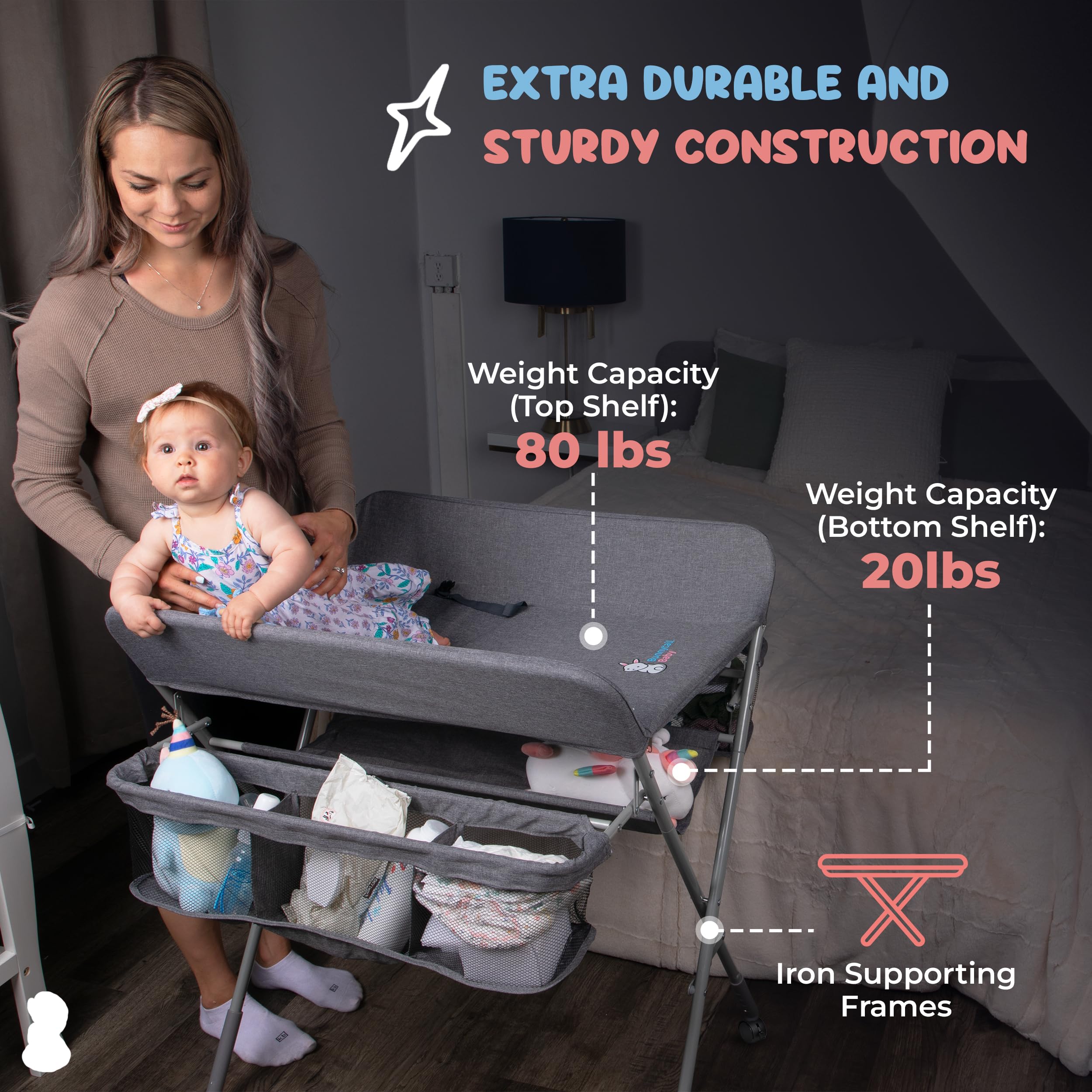 Portable Baby Changing Table with Storage