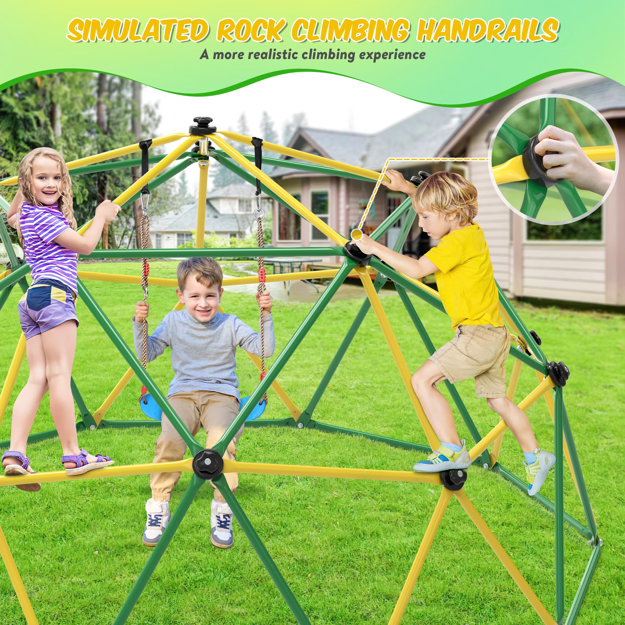 Climbing Dome Outdoor Jungle Gym with Hammock and Swing