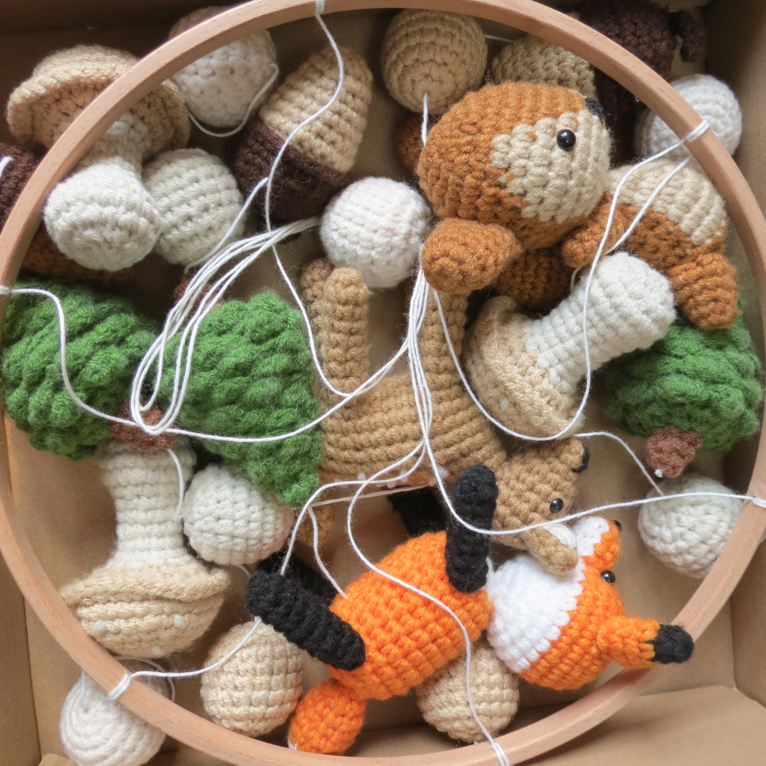 Woodland Mobile for Crib Forest Baby Crib Mobile for Boys Girls Crocheted Animals