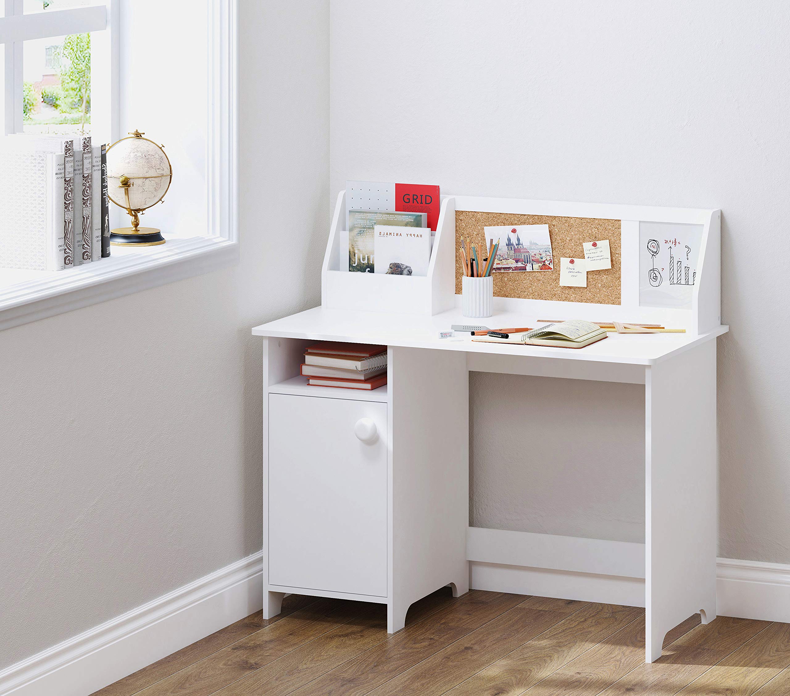Kids Study Desk with Storage and Hutch