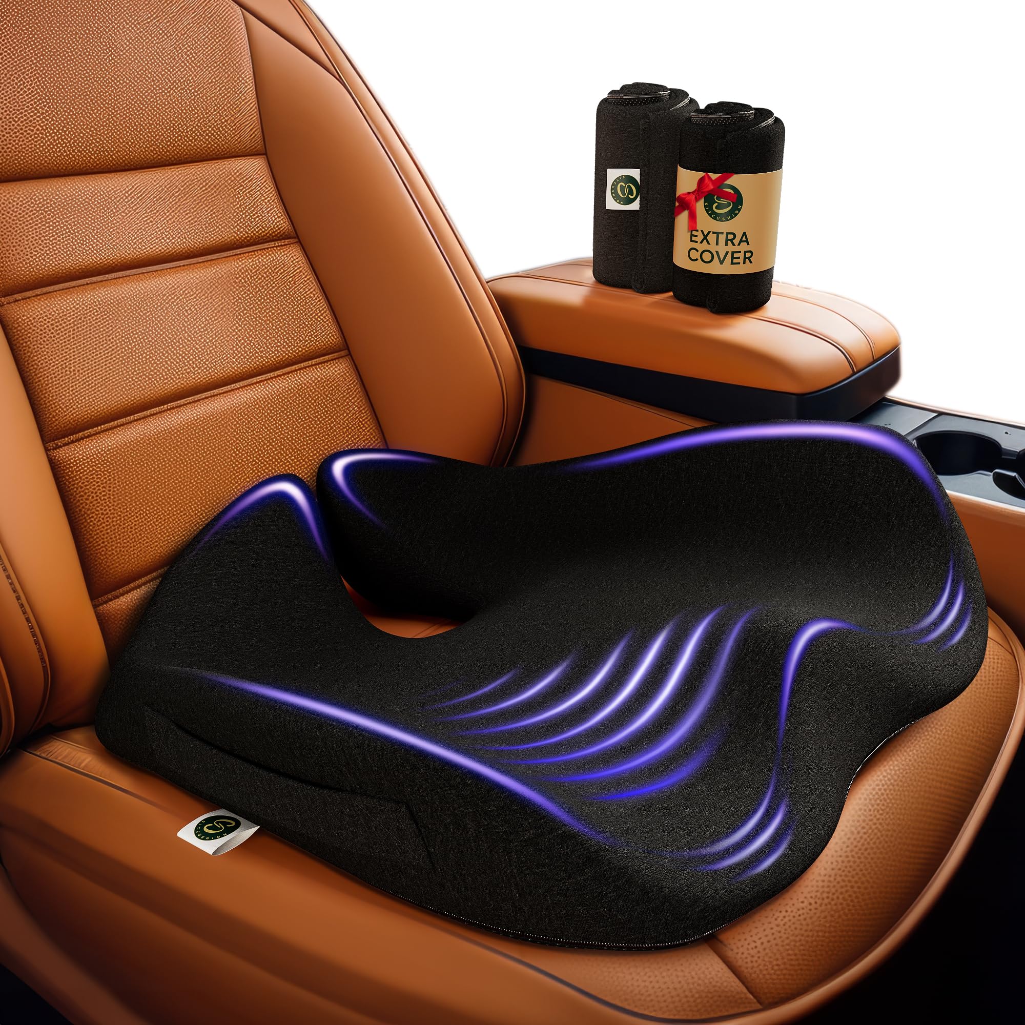 Car Seat Cushion for Driving — Orthopedic Memory Foam Car Seat Pad for Sciatica