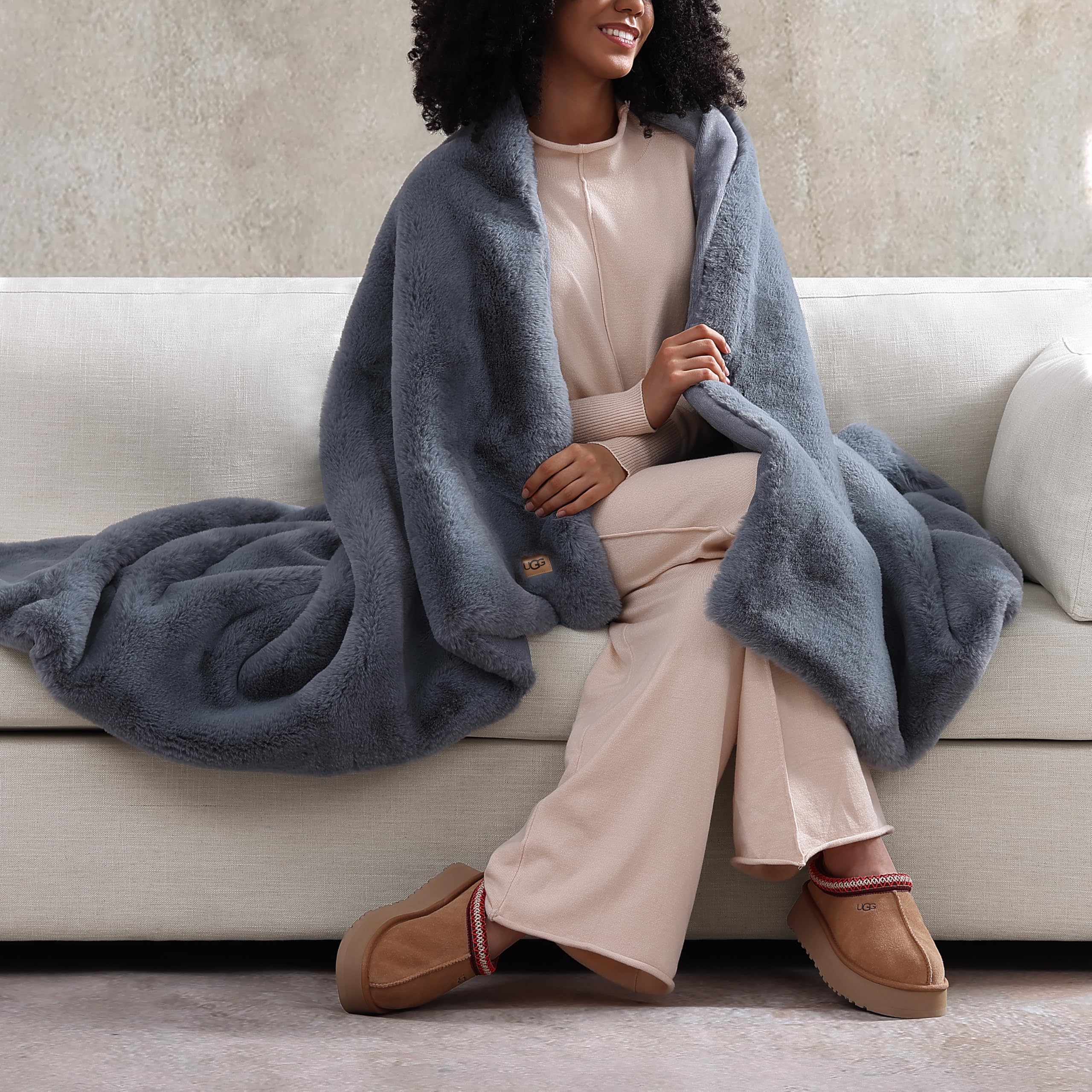 Euphoria Plush Faux Fur Throw Blanket Medium Weight Reversible Luxury Soft