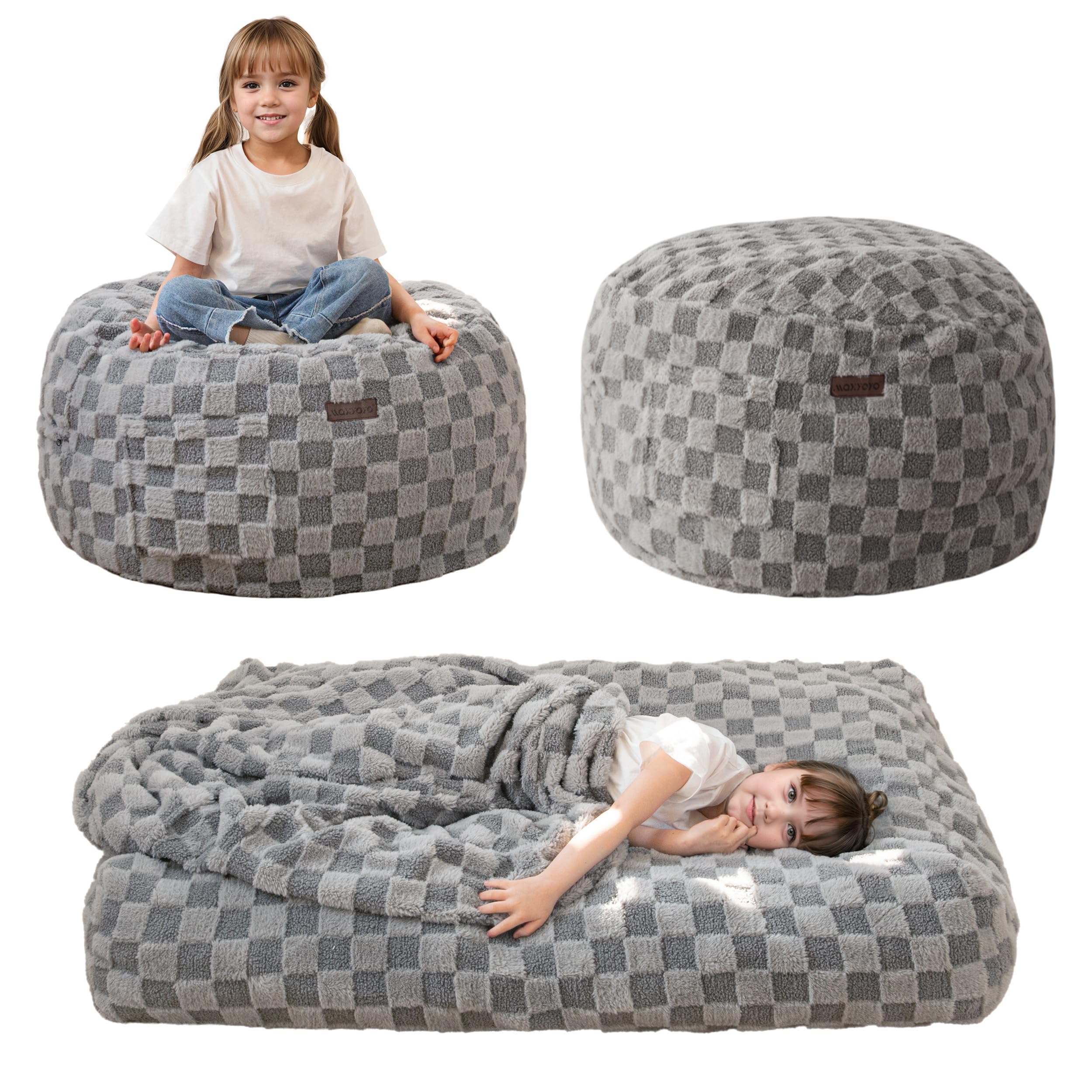 Kids Bean Bag Chair Bed, Convertible Children Bean Chair to Floor Mattress