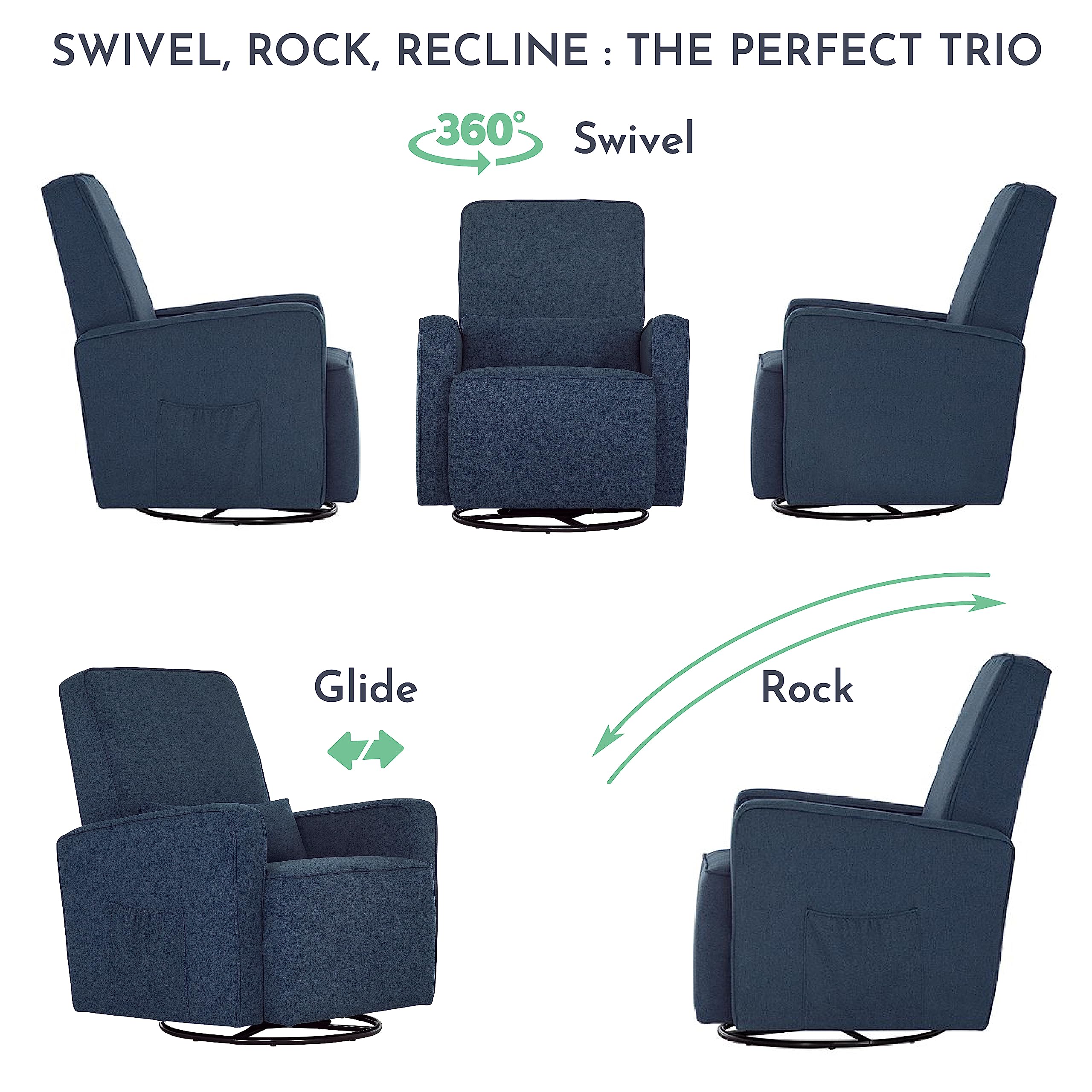Upholstered Swivel Glider Chair for Nursery